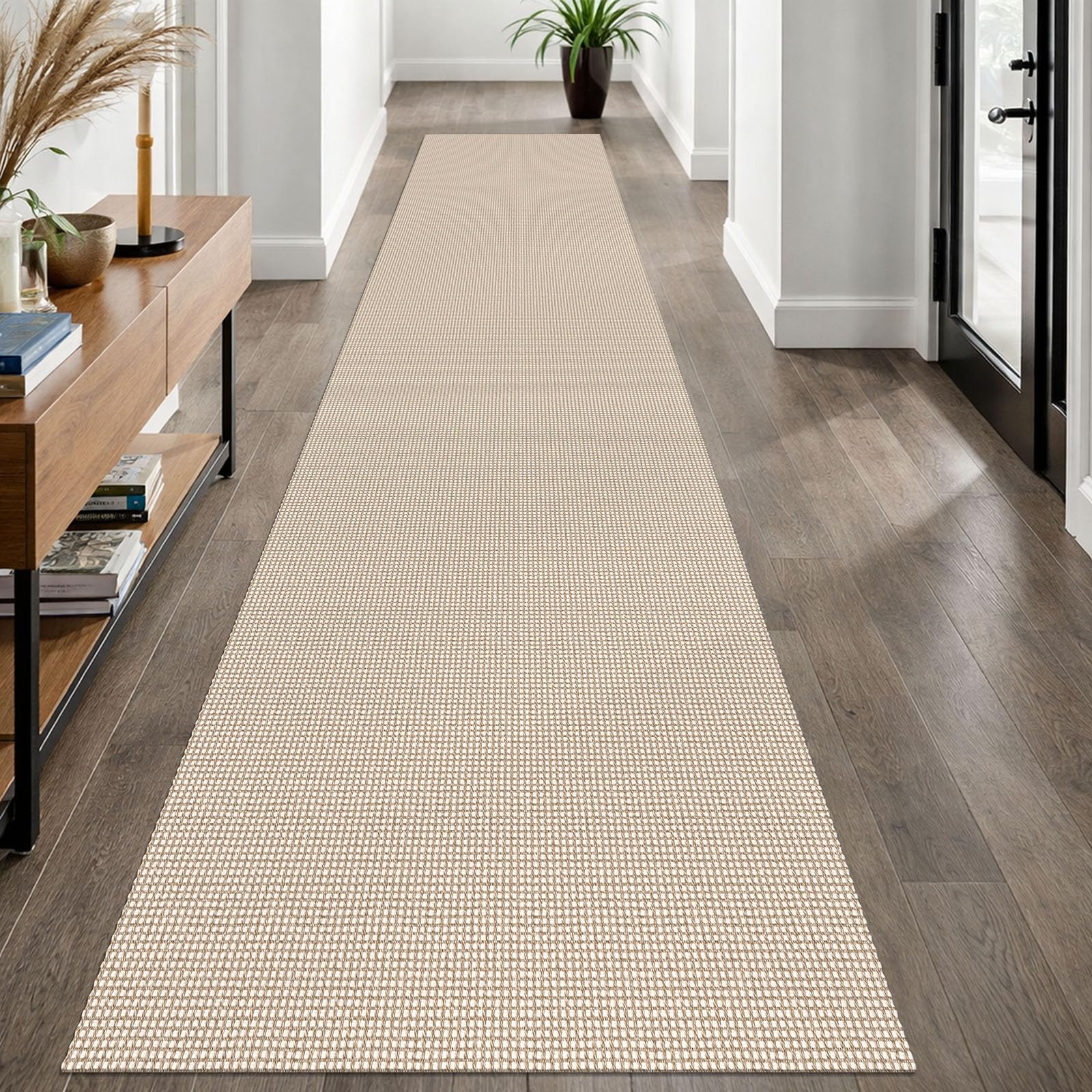 EARTHALL Woven Runner Rug 2x5 Ft Washable Runners for Hallways Cotton Non Slip Rubber Backed Kitchen Runner Braided Indoor Floor Carpet for Entryway, Hallway, Kitchen, Bedroom, Orange/Tan/Brown