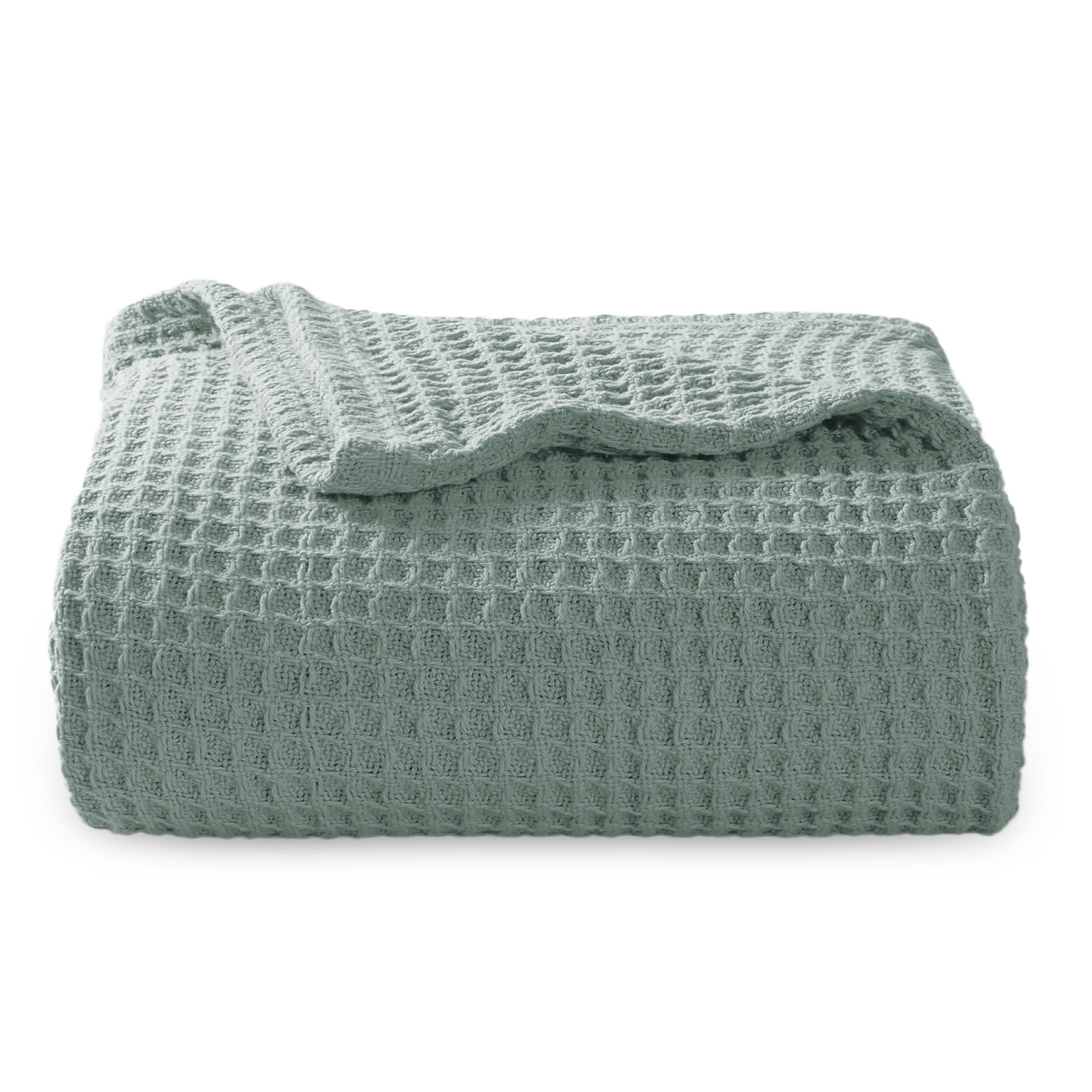 Bedsure Gentlesoft 100% Cotton Blanket Twin XL Size for College Dorm - Cooling Breathable and Soft for Summer, Waffle Weave Twin Blanket for Bed, Dorm Room Essentials, White, 66x90 inches