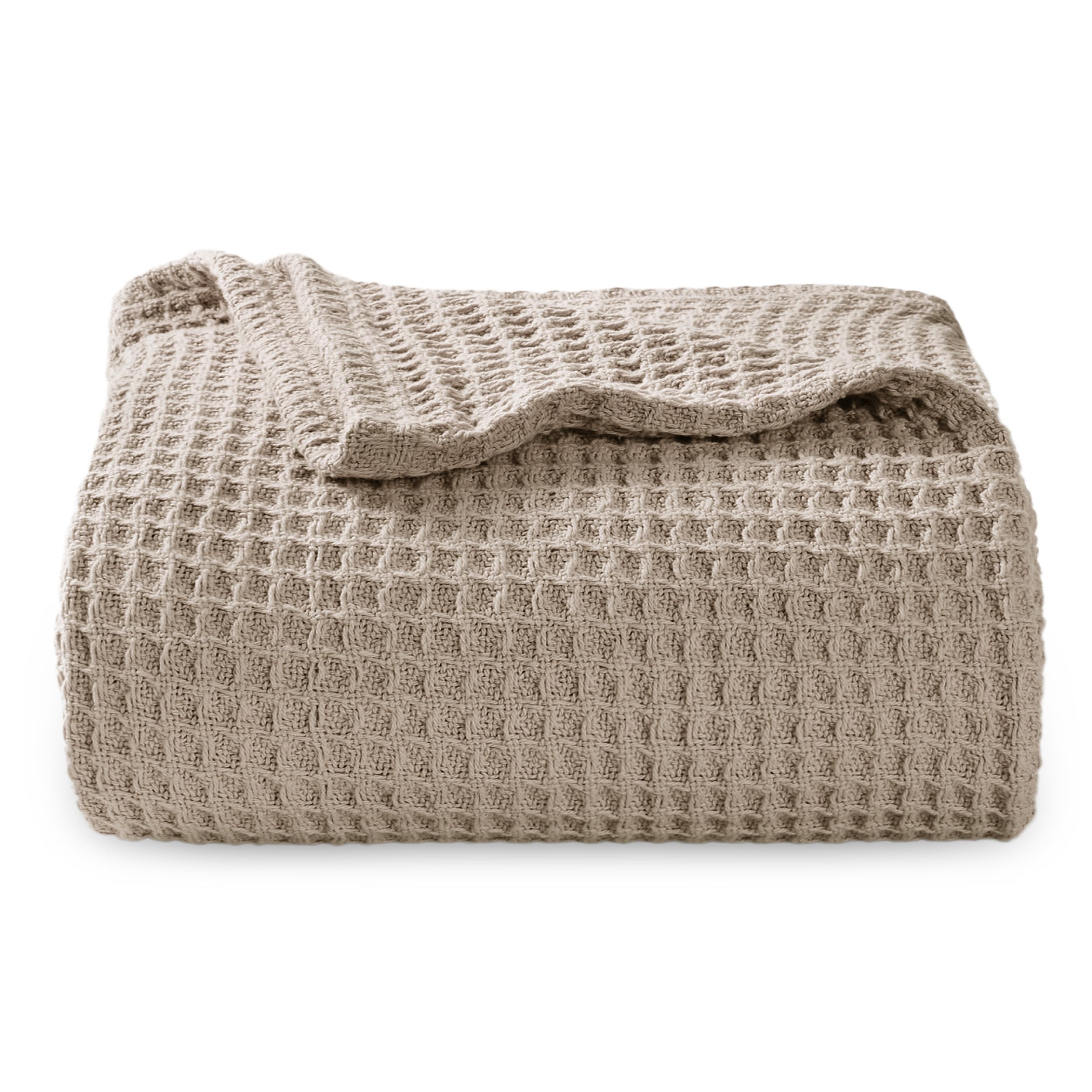 Bedsure Gentlesoft 100% Cotton Blanket Twin XL Size for College Dorm - Cooling Breathable and Soft for Summer, Waffle Weave Twin Blanket for Bed, Dorm Room Essentials, White, 66x90 inches