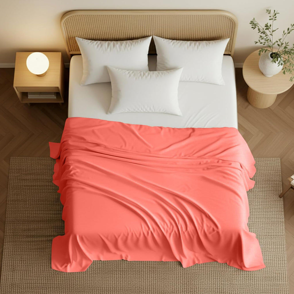 Utopia Bedding Flat Sheet - 1 Pack (Queen, Coral) - Soft Brushed Microfiber Fabric - Shrinkage & Fade Resistant Top Sheet - Easy Care Bed Sheet