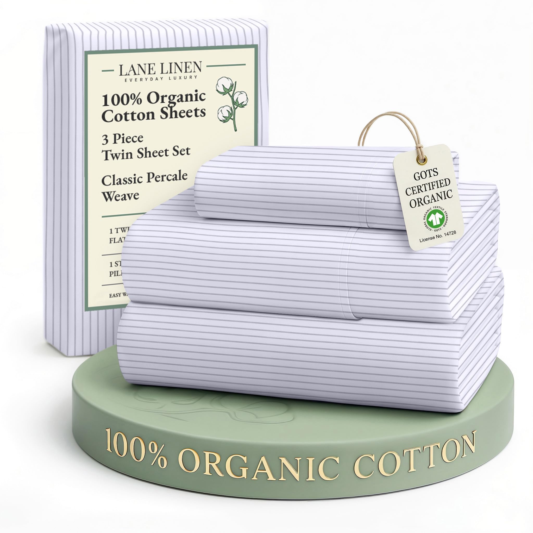 LANE LINEN Eco Friendly 100% Organic Cotton Twin Sheet Set, Hotel Quality Premium Bedding Sheets & Pillowcases Set Twin Size, Soft & Comfy Percale Sheets, Machine Wash Bed Sheets- Sepia Rose