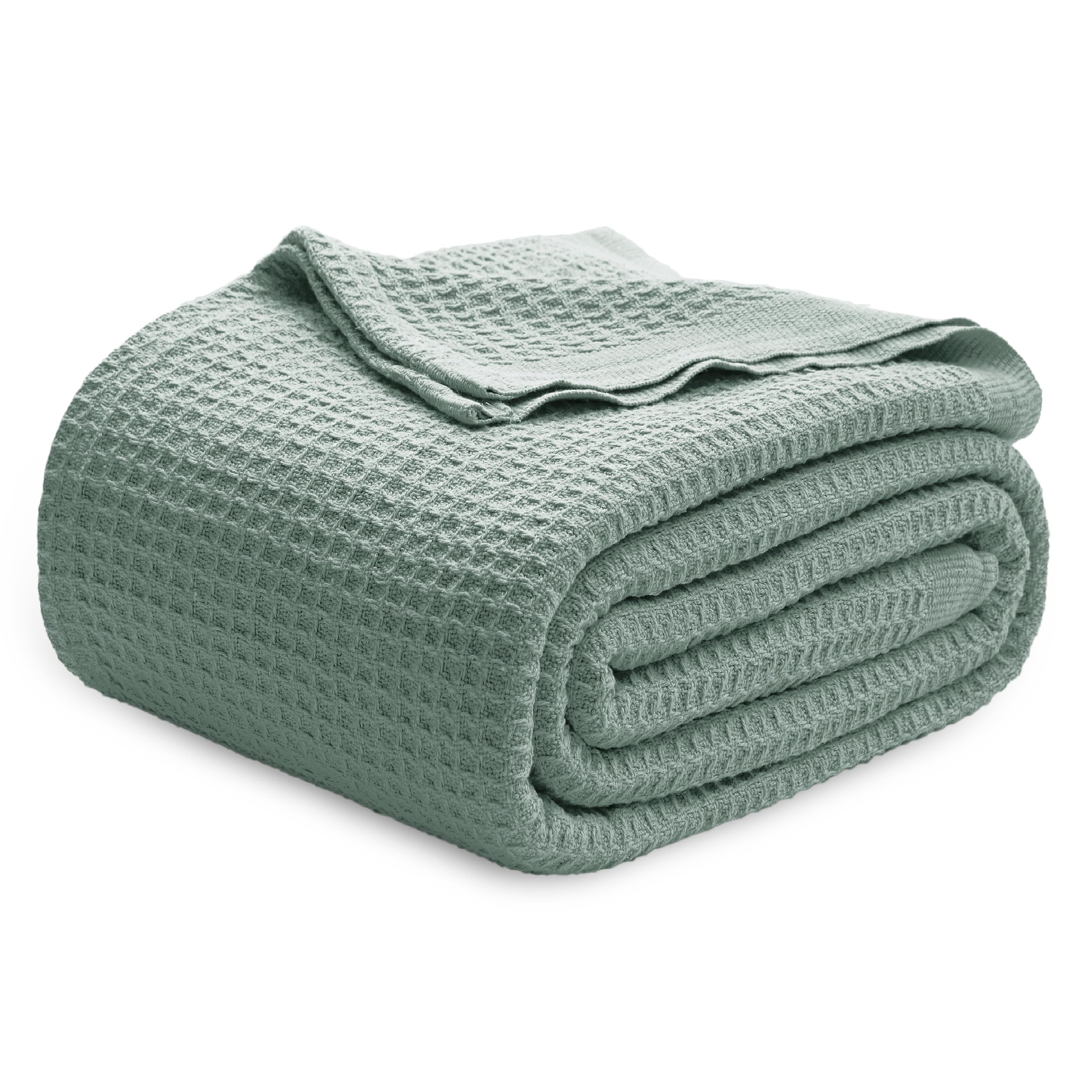 Bedsure Gentlesoft 100% Cotton Blanket Twin XL Size for College Dorm - Cooling Breathable and Soft for Summer, Waffle Weave Twin Blanket for Bed, Dorm Room Essentials, White, 66x90 inches