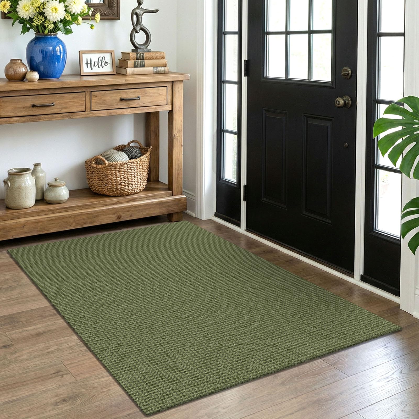 EARTHALL Woven Runner Rug 2x5 Ft Washable Runners for Hallways Cotton Non Slip Rubber Backed Kitchen Runner Braided Indoor Floor Carpet for Entryway, Hallway, Kitchen, Bedroom, Orange/Tan/Brown