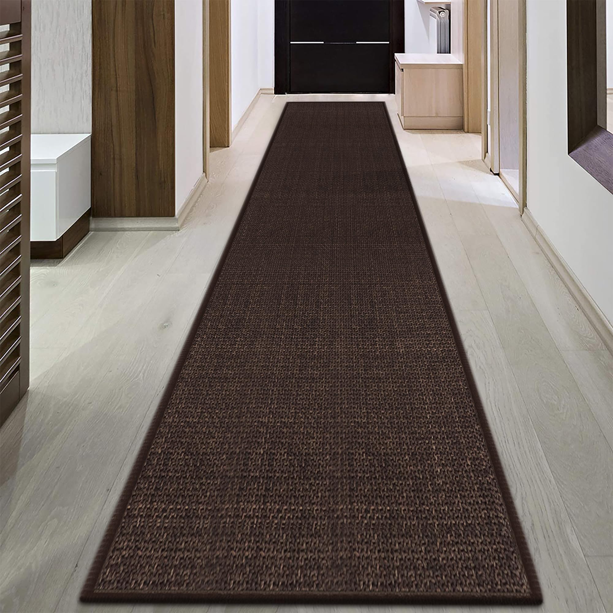 GOYLSER 10 ft Washable Runner Rug Jute Carpet Runner for Hallway, Non Slip Bath Rug Runner Mat, Beige Indoor Runner Rugs for Entryway