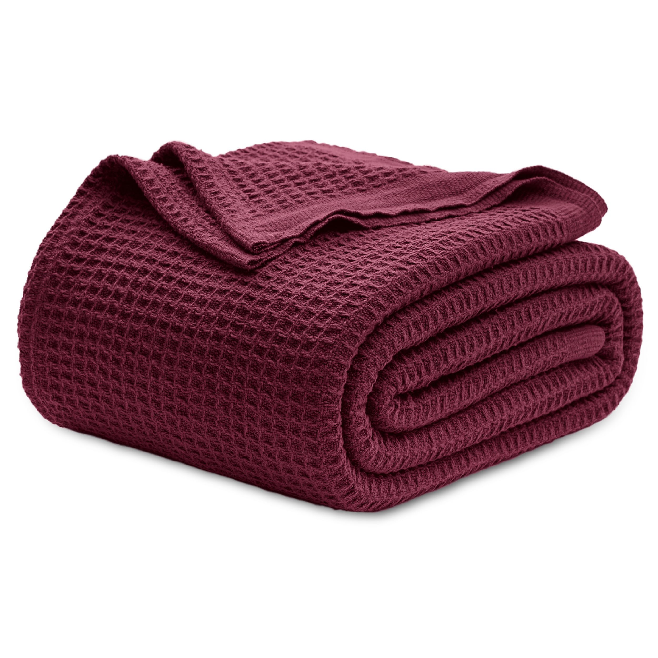 Bedsure Gentlesoft 100% Cotton Blanket Twin XL Size for College Dorm - Cooling Breathable and Soft for Summer, Waffle Weave Twin Blanket for Bed, Dorm Room Essentials, White, 66x90 inches