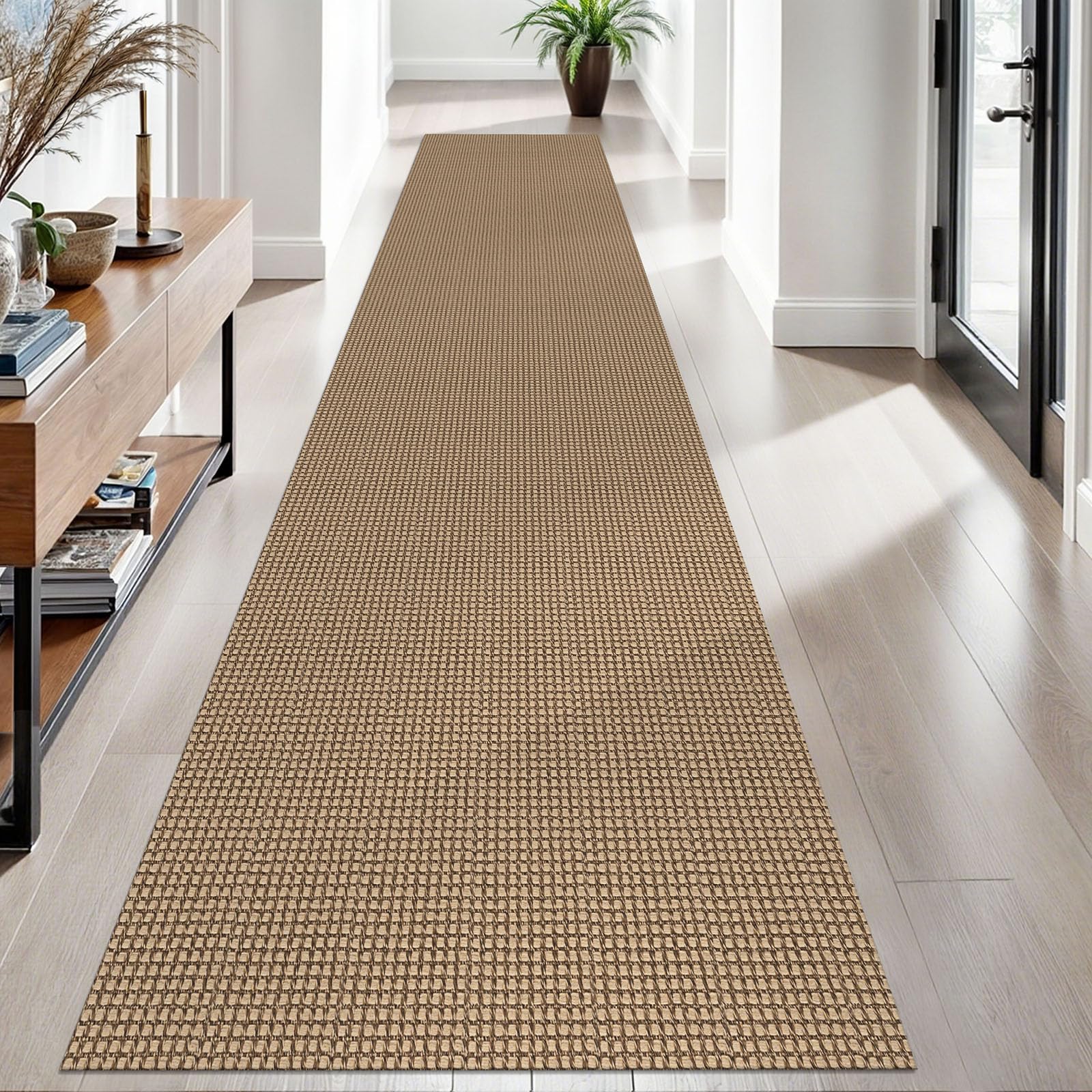 EARTHALL Woven Runner Rug 2x5 Ft Washable Runners for Hallways Cotton Non Slip Rubber Backed Kitchen Runner Braided Indoor Floor Carpet for Entryway, Hallway, Kitchen, Bedroom, Orange/Tan/Brown