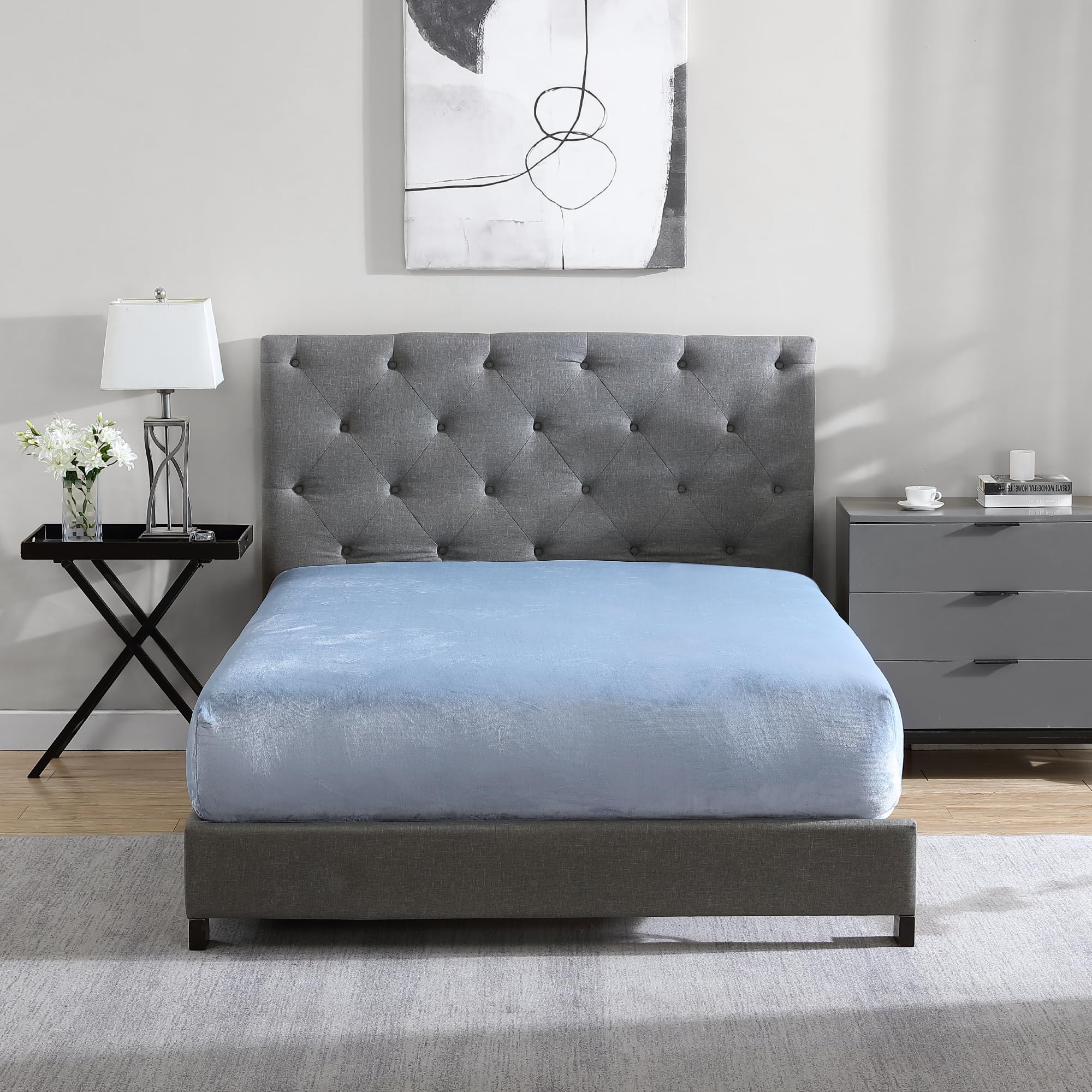 Cathay Home Full Plush Fur Fitted Sheet - Ultra Soft & Thick Plush Fur - All Season Cozy Warmth - 12" Deep Pocket Fitted Sheet Only (Full, Blush)