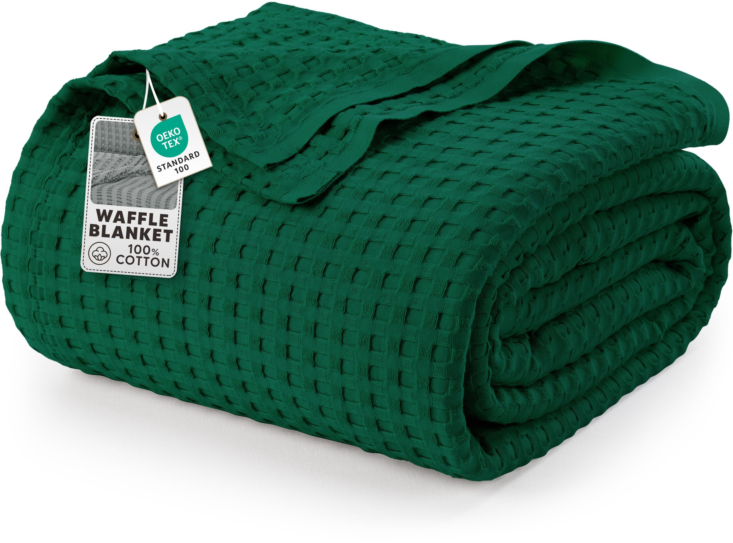 Utopia Bedding 100% Cotton Waffle Weave Blanket Queen Size for Bed - Lightweight, Breathable Summer Blankets Soft and Cozy, Gifts for Women Home Room Decor (White, 90x90 Inch)