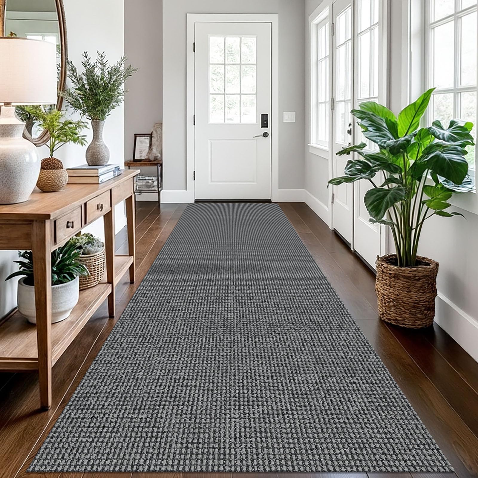 EARTHALL Woven Runner Rug 2x5 Ft Washable Runners for Hallways Cotton Non Slip Rubber Backed Kitchen Runner Braided Indoor Floor Carpet for Entryway, Hallway, Kitchen, Bedroom, Orange/Tan/Brown