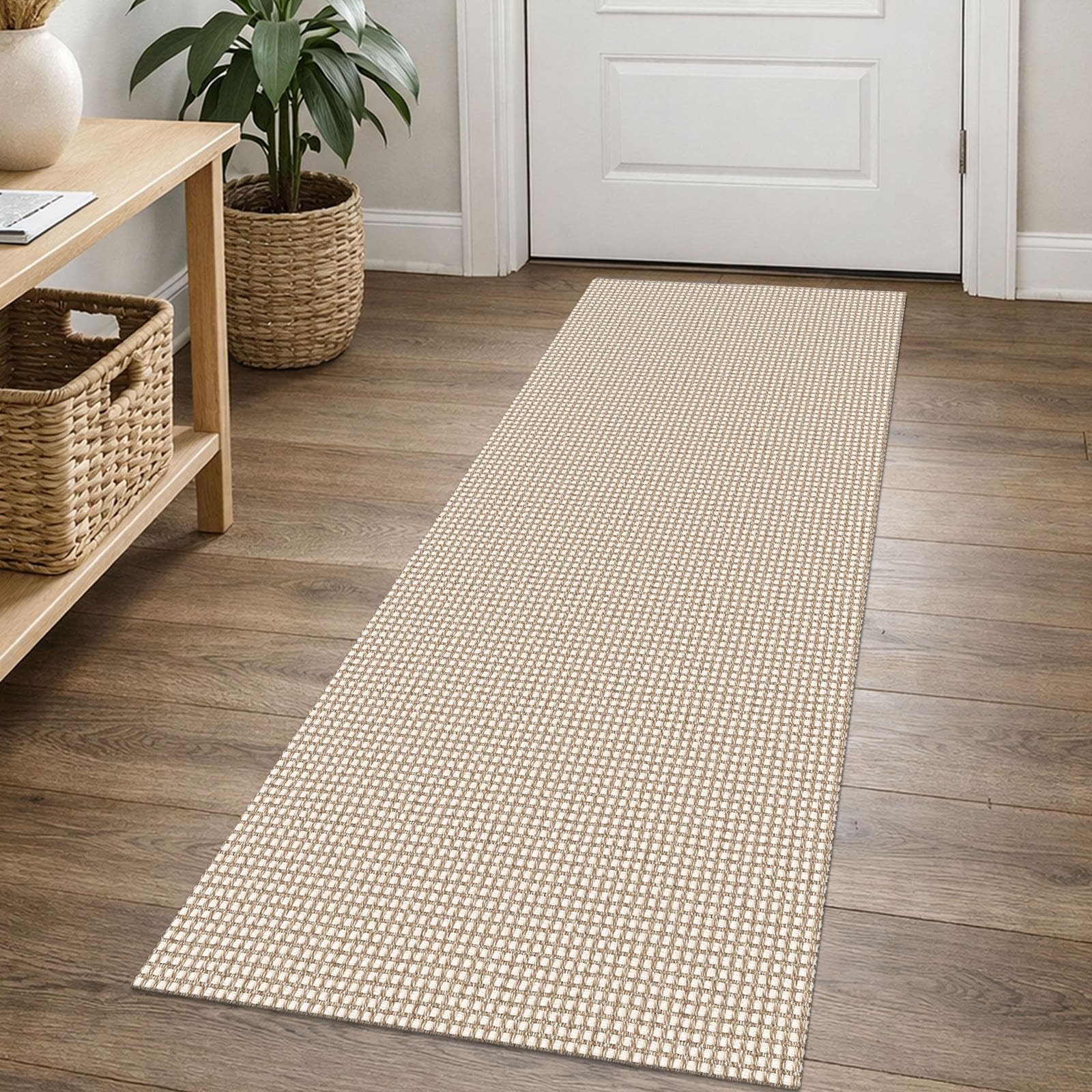 EARTHALL Woven Runner Rug 2x5 Ft Washable Runners for Hallways Cotton Non Slip Rubber Backed Kitchen Runner Braided Indoor Floor Carpet for Entryway, Hallway, Kitchen, Bedroom, Orange/Tan/Brown