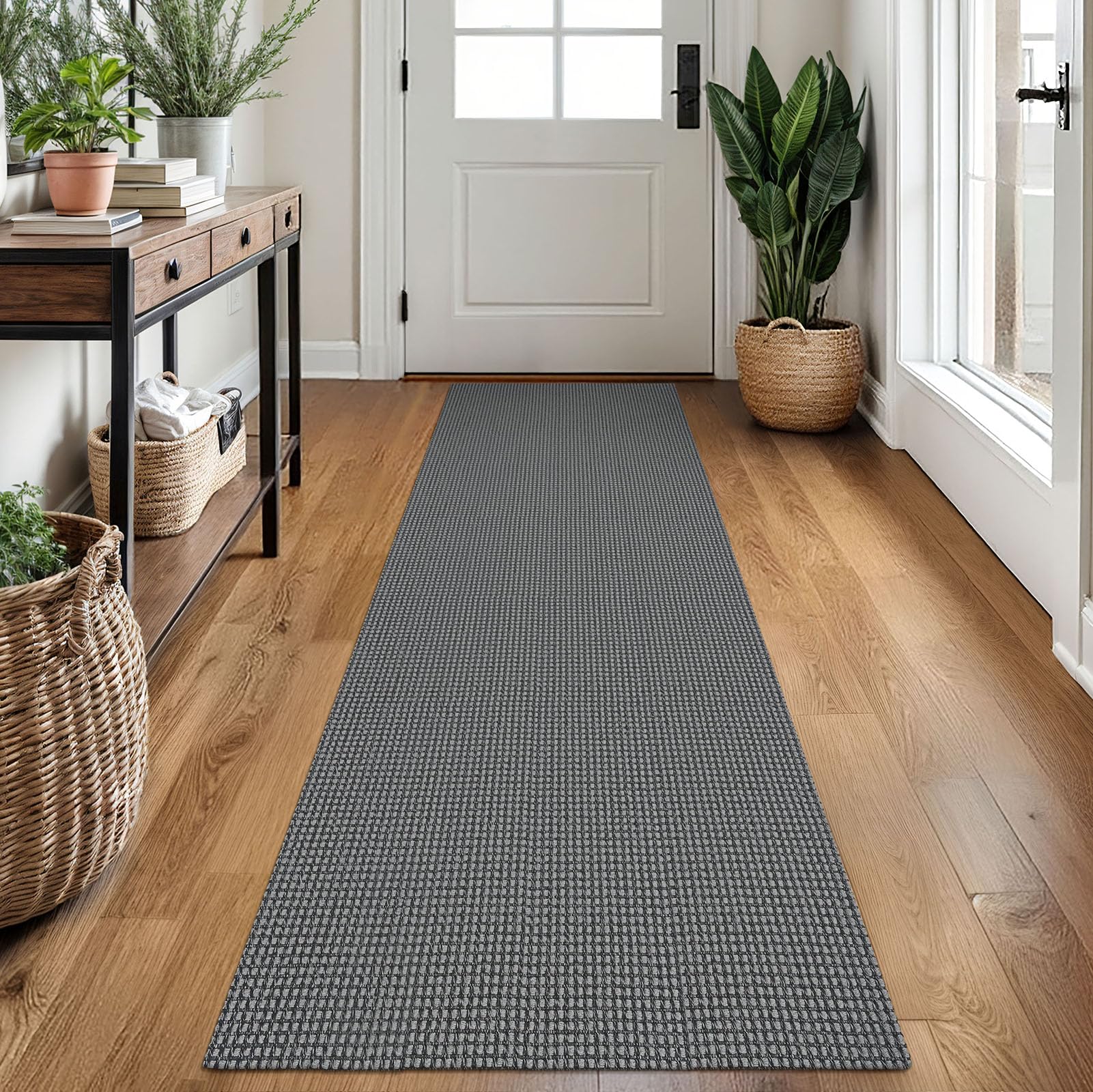 EARTHALL Woven Runner Rug 2x5 Ft Washable Runners for Hallways Cotton Non Slip Rubber Backed Kitchen Runner Braided Indoor Floor Carpet for Entryway, Hallway, Kitchen, Bedroom, Orange/Tan/Brown