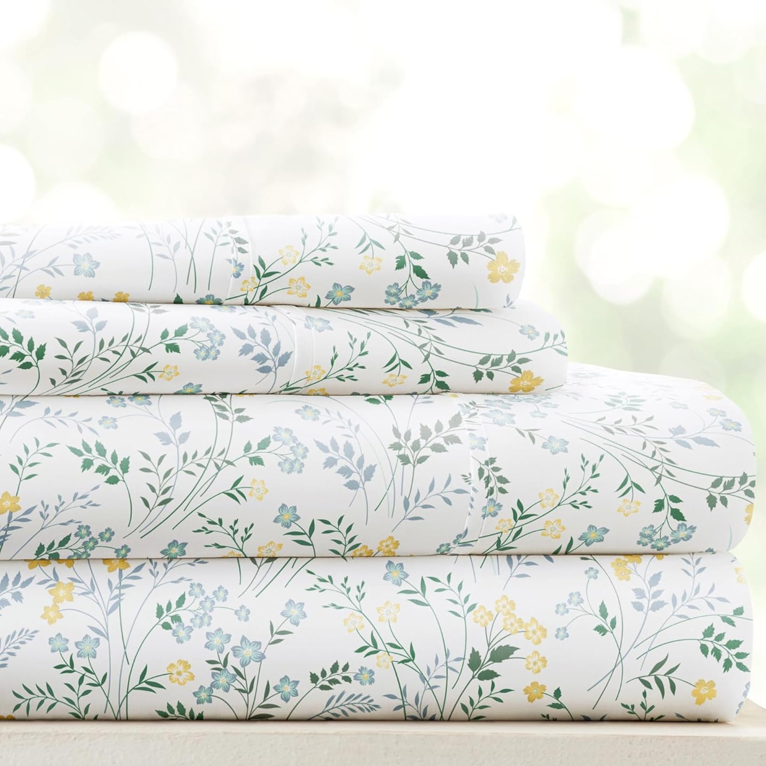 Linen Market 4 Piece Queen Sheet Set - Breathable, Double-Brushed Patterned Cooling Sheets – Oeko-TEX Certified Ultra Soft & Wrinkle-Free 16" Deep-Pocket Queen Sheets - Easy Care Soft Floral Pink
