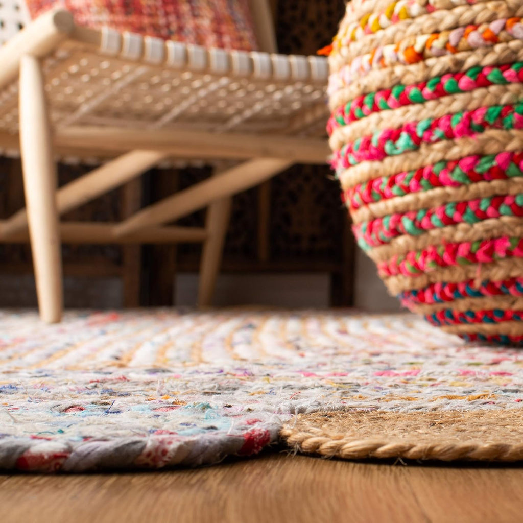 SAFAVIEH Cape Cod Collection Runner Rug - 2'3" x 6', Beige & Multi, Handmade Boho Braided Jute & Cotton, Ideal for High Traffic Areas in Living Room, Bedroom (CAP201B)