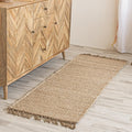 HOMEMONDE Braided Chunky Jute Runner Rug 2'x6' with Tassels - Natural Handwoven Rustic Vintage Farmhouse Style Rug, Ideal for High Traffic Areas - Entryway, Kitchen, Living Room, Bedroom and Hallway