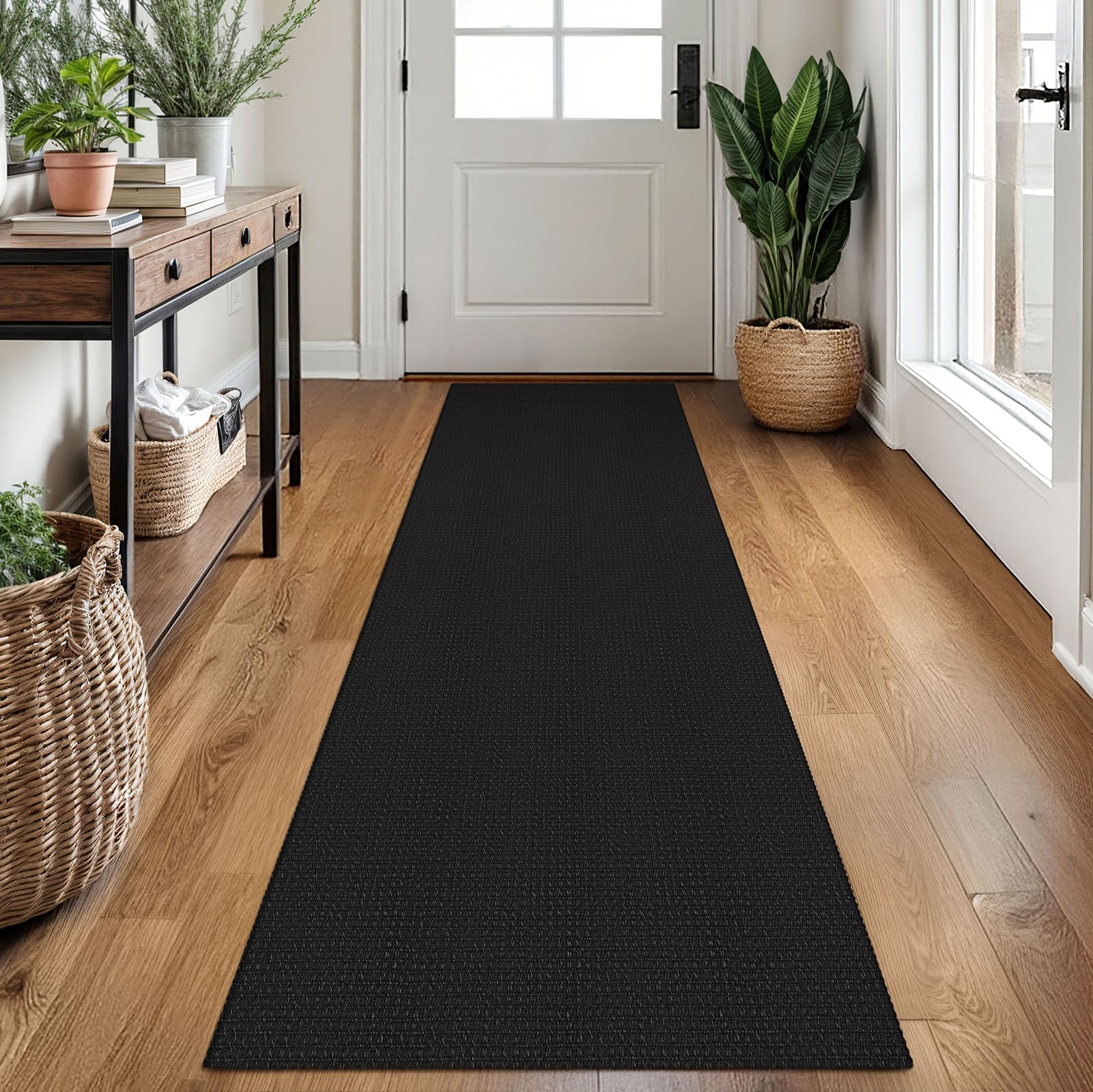 EARTHALL Woven Runner Rug 2x5 Ft Washable Runners for Hallways Cotton Non Slip Rubber Backed Kitchen Runner Braided Indoor Floor Carpet for Entryway, Hallway, Kitchen, Bedroom, Orange/Tan/Brown