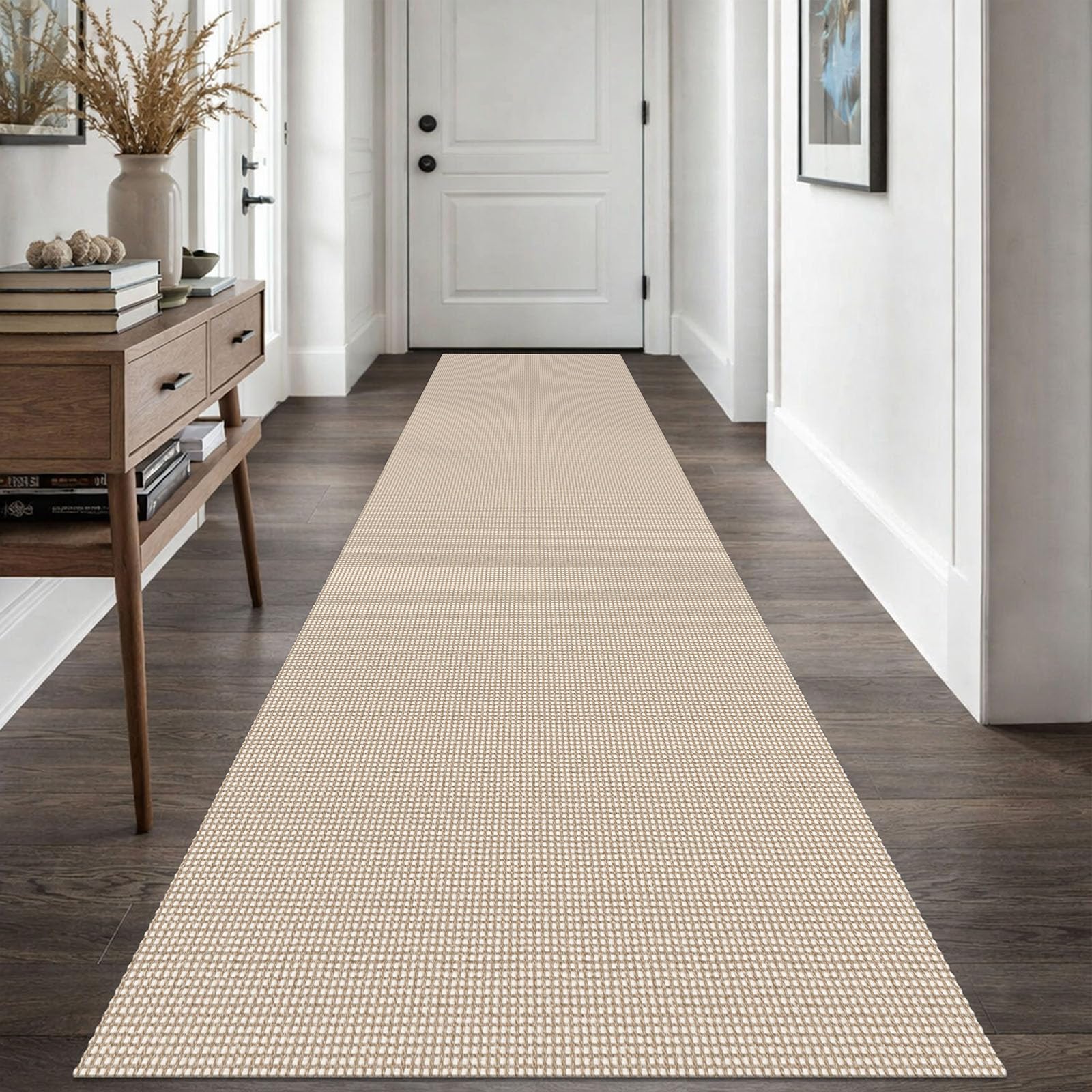 EARTHALL Woven Runner Rug 2x5 Ft Washable Runners for Hallways Cotton Non Slip Rubber Backed Kitchen Runner Braided Indoor Floor Carpet for Entryway, Hallway, Kitchen, Bedroom, Orange/Tan/Brown