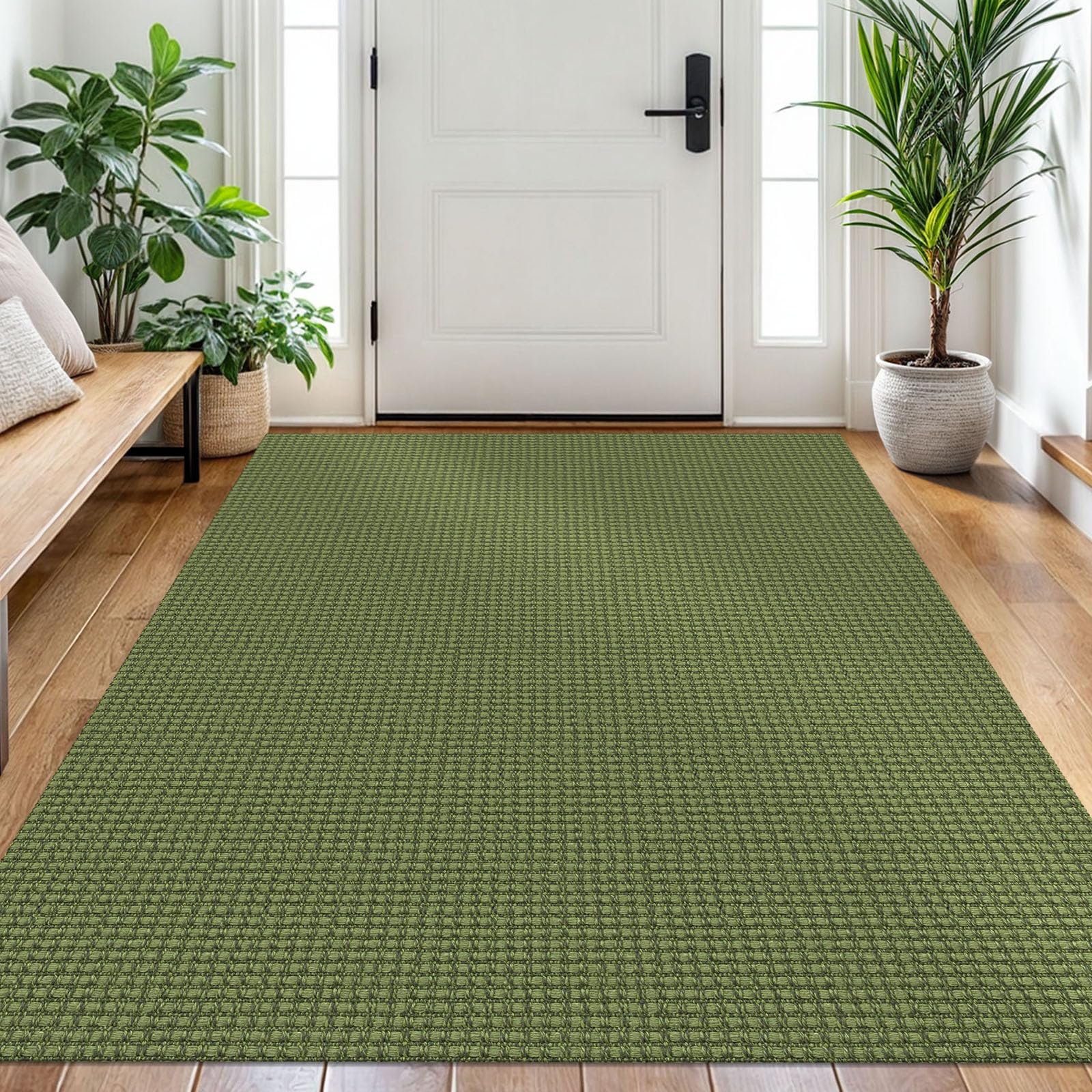 EARTHALL Woven Runner Rug 2x5 Ft Washable Runners for Hallways Cotton Non Slip Rubber Backed Kitchen Runner Braided Indoor Floor Carpet for Entryway, Hallway, Kitchen, Bedroom, Orange/Tan/Brown