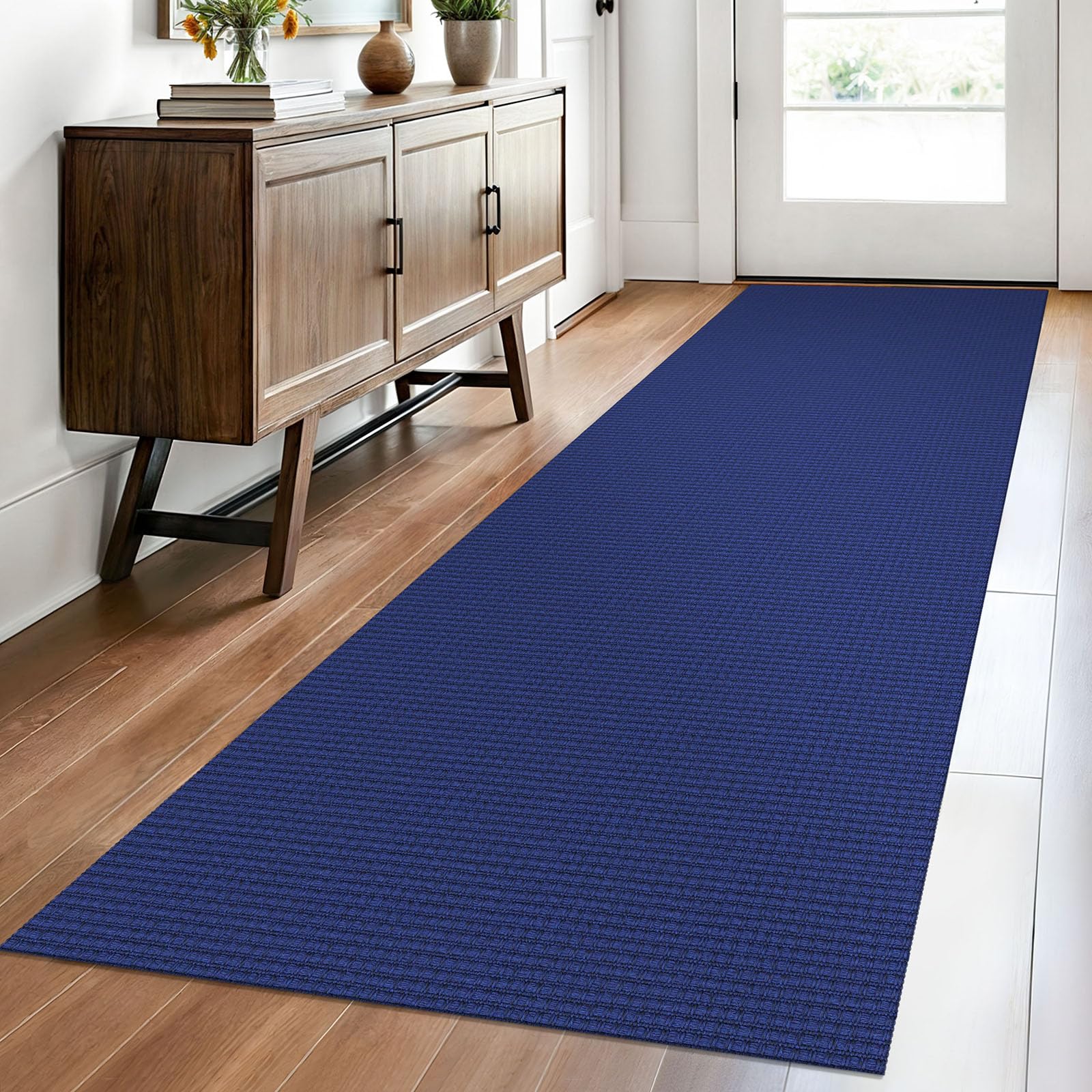EARTHALL Woven Runner Rug 2x5 Ft Washable Runners for Hallways Cotton Non Slip Rubber Backed Kitchen Runner Braided Indoor Floor Carpet for Entryway, Hallway, Kitchen, Bedroom, Orange/Tan/Brown