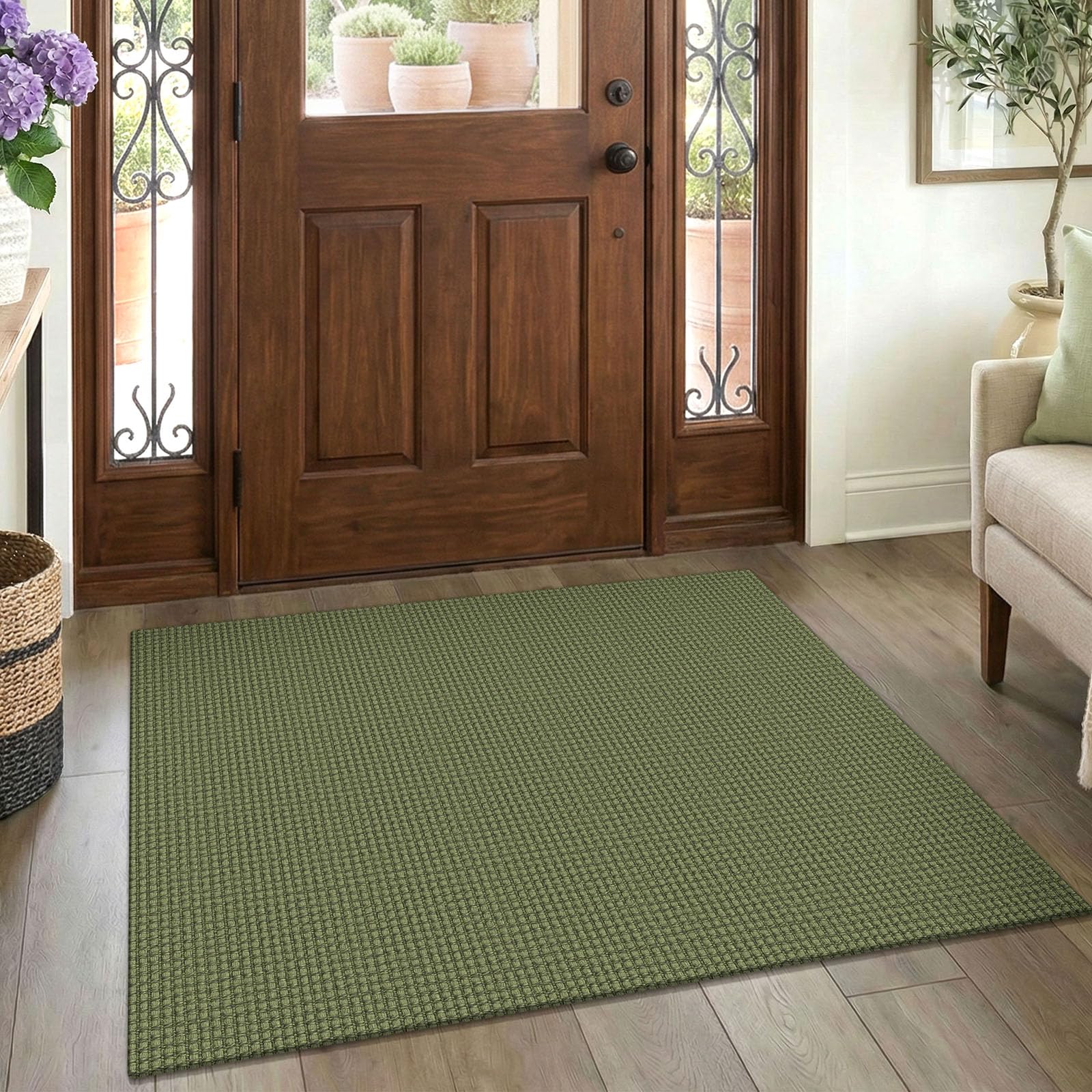 EARTHALL Woven Runner Rug 2x5 Ft Washable Runners for Hallways Cotton Non Slip Rubber Backed Kitchen Runner Braided Indoor Floor Carpet for Entryway, Hallway, Kitchen, Bedroom, Orange/Tan/Brown