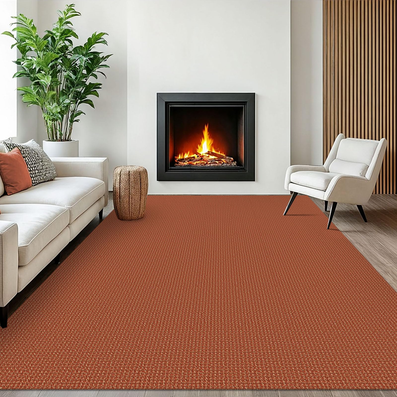 EARTHALL Woven Runner Rug 2x5 Ft Washable Runners for Hallways Cotton Non Slip Rubber Backed Kitchen Runner Braided Indoor Floor Carpet for Entryway, Hallway, Kitchen, Bedroom, Orange/Tan/Brown