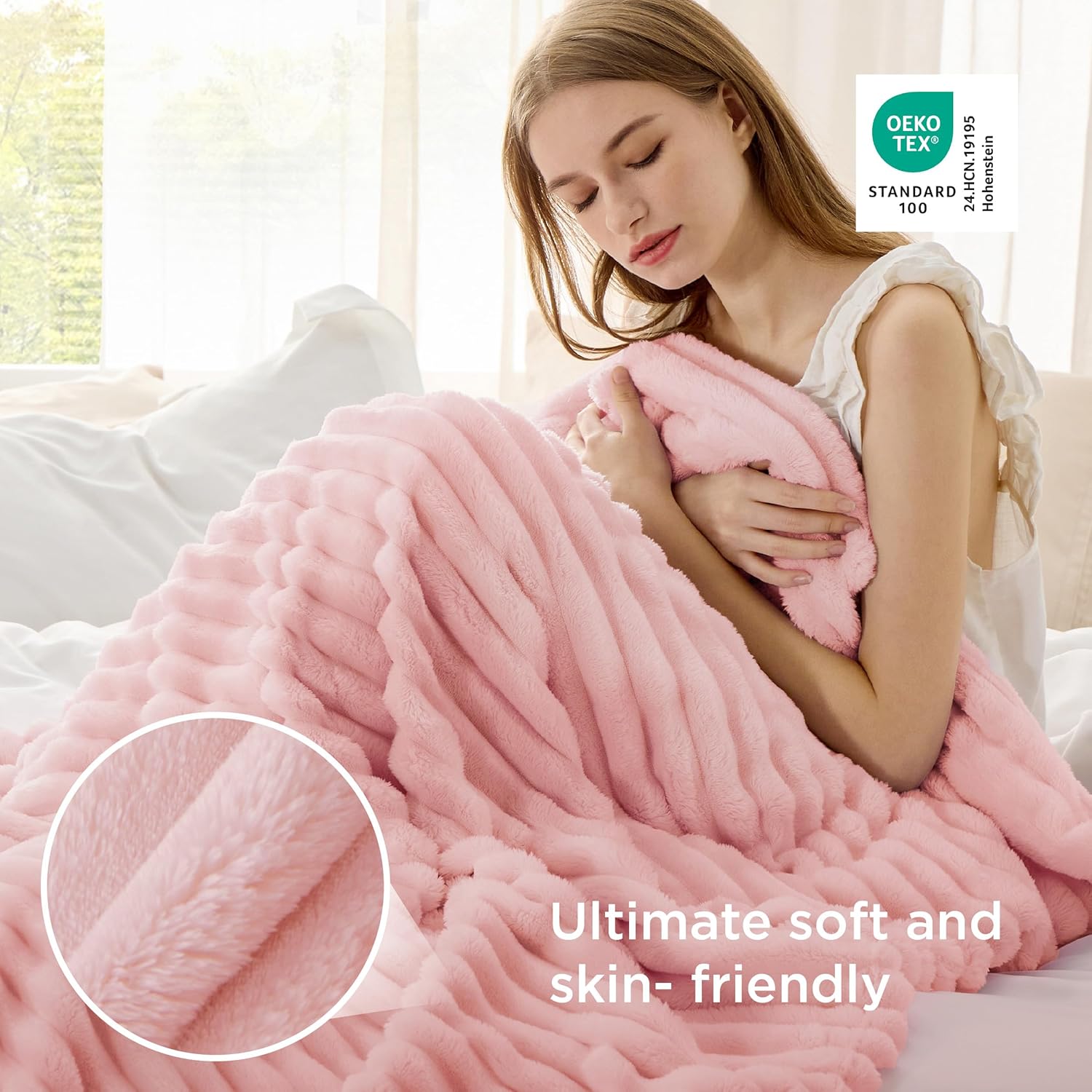 Bedsure GentleSoft Pink Throw Blanket for Couch - Birthday Gifts for Teenage Girls Sister Women Teacher Graduation Gifts, Cozy Cute Fleece Bed Throw Blanket, Coral Pink Room Home Decor, 50x60 Inches