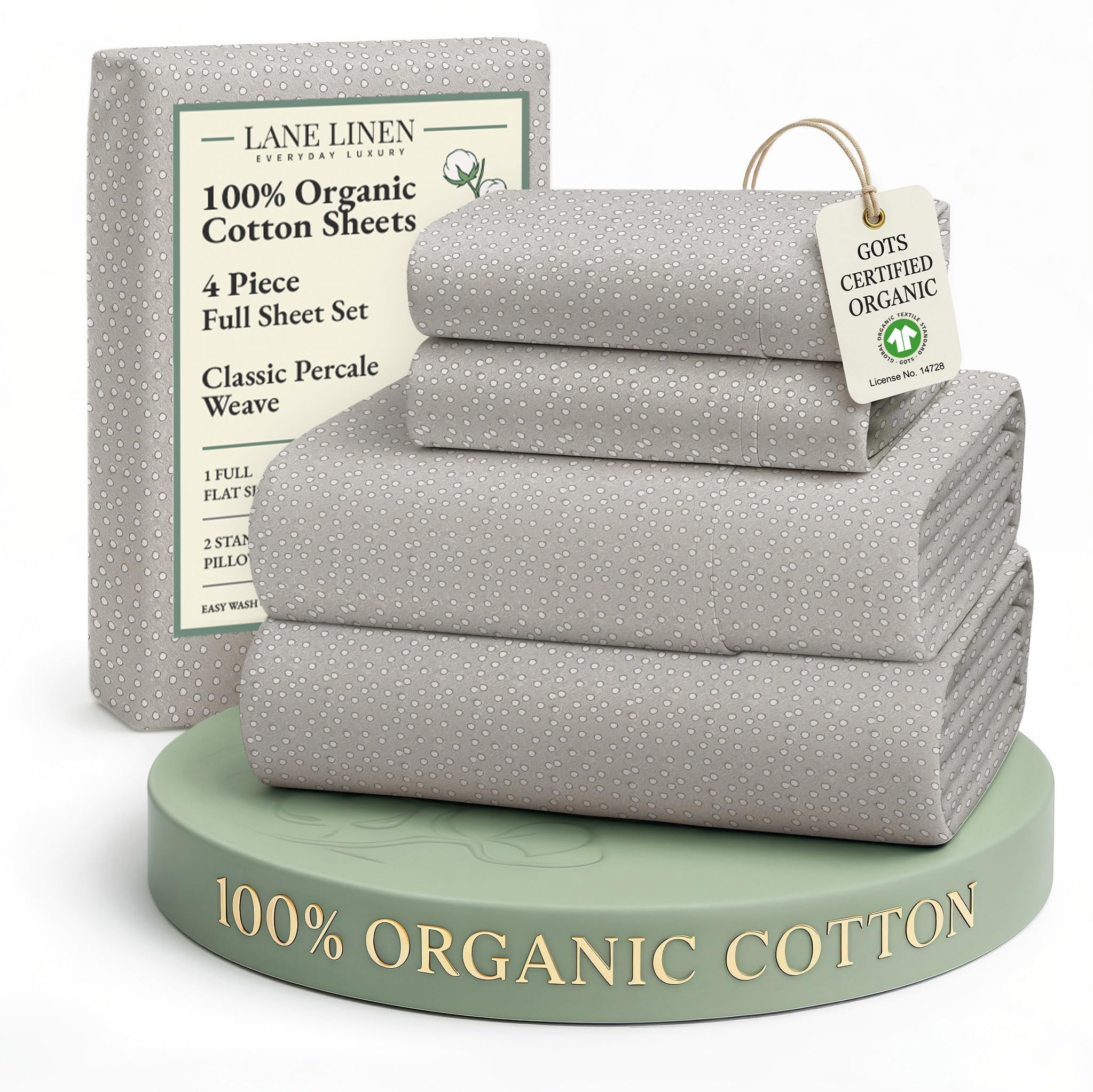LANE LINEN 100% Organic Cotton Eco Friendly Sustainably Produced Queen Sheets Set, Low Pill Fade Resistant Machine Wash Fully Elasticized Cotton Bedding Queen Set- French Blue