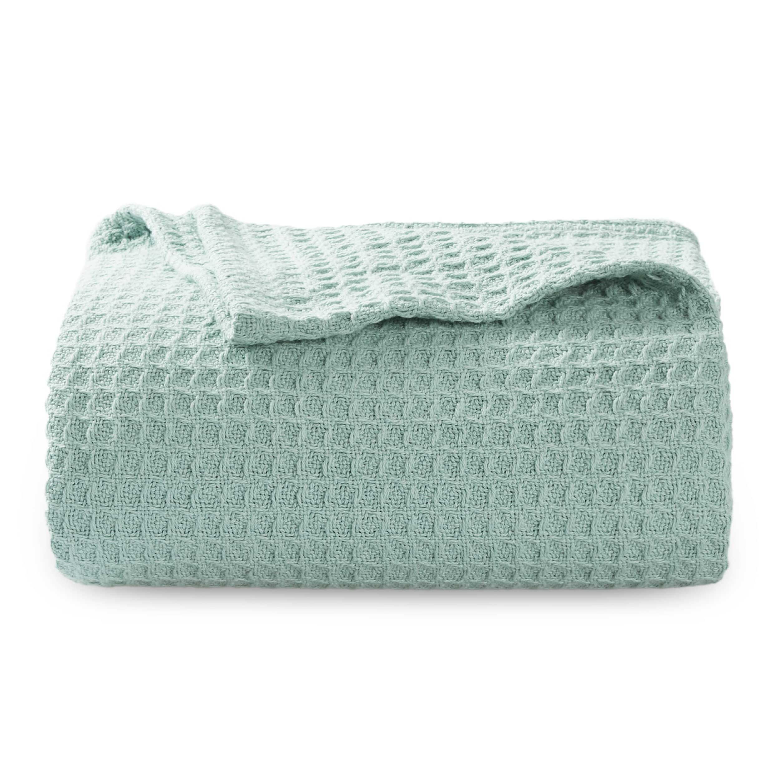Bedsure Gentlesoft 100% Cotton Blanket Twin XL Size for College Dorm - Cooling Breathable and Soft for Summer, Waffle Weave Twin Blanket for Bed, Dorm Room Essentials, White, 66x90 inches