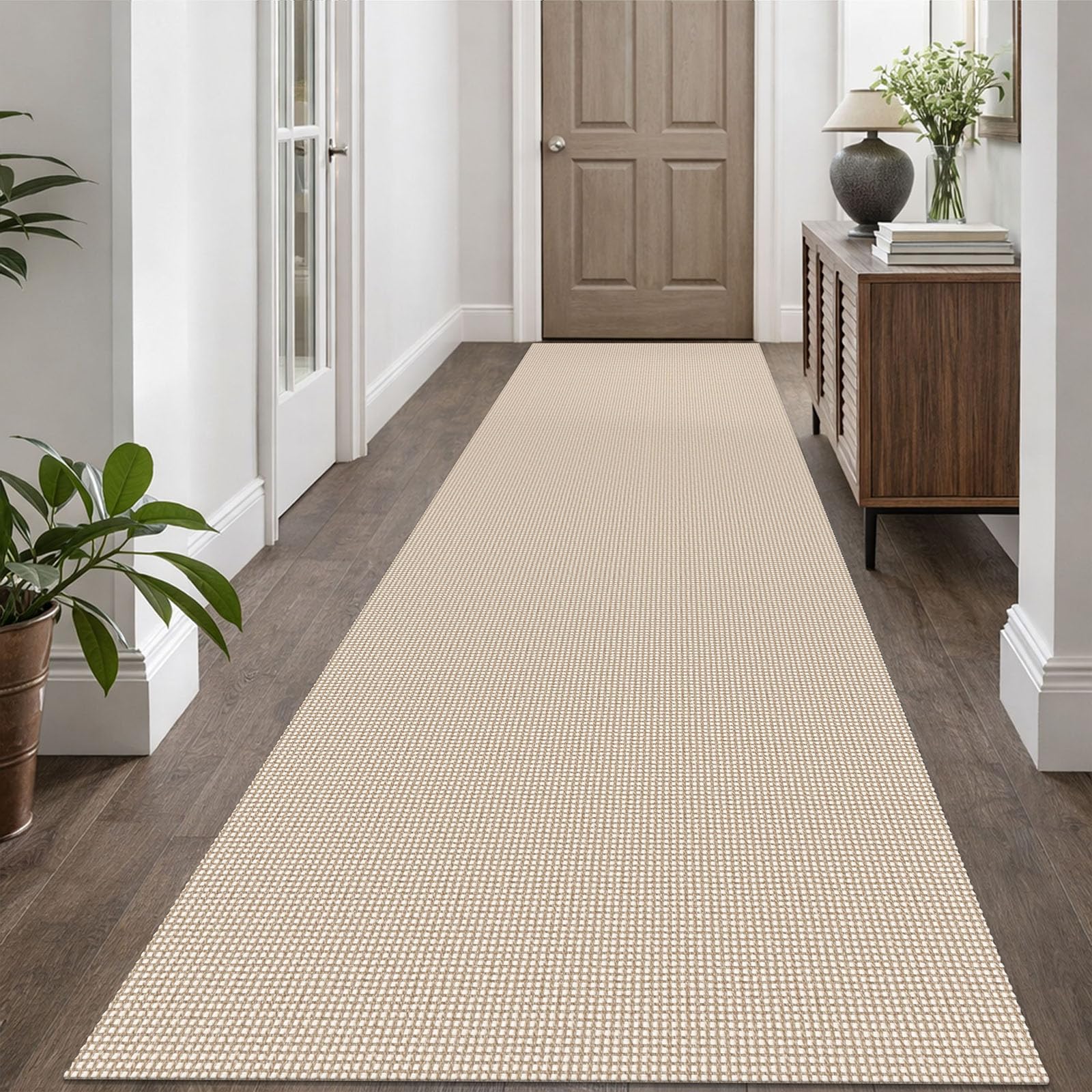 EARTHALL Woven Runner Rug 2x5 Ft Washable Runners for Hallways Cotton Non Slip Rubber Backed Kitchen Runner Braided Indoor Floor Carpet for Entryway, Hallway, Kitchen, Bedroom, Orange/Tan/Brown