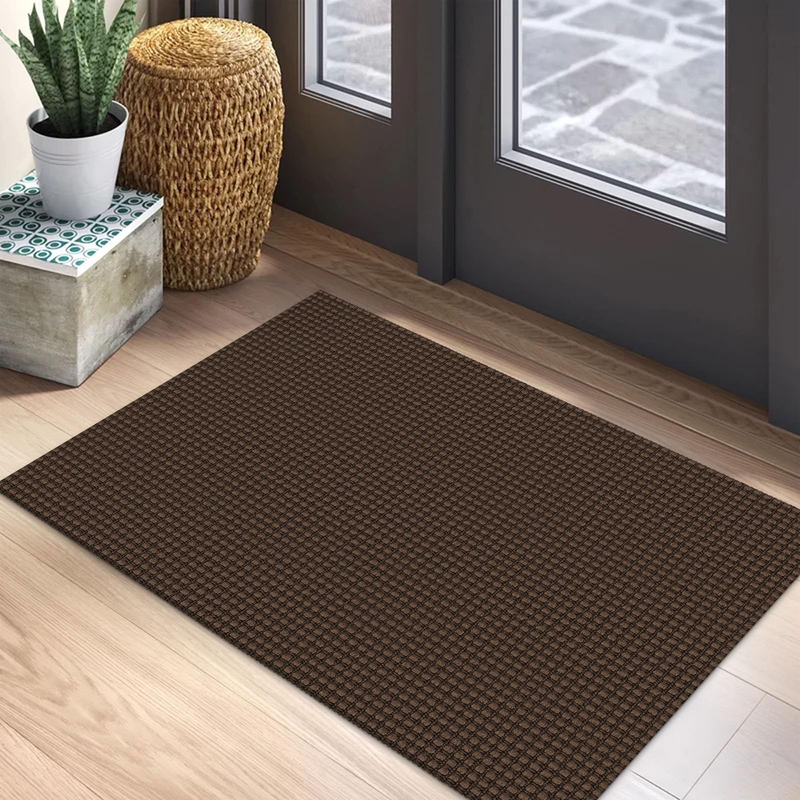 EARTHALL Woven Runner Rug 2x5 Ft Washable Runners for Hallways Cotton Non Slip Rubber Backed Kitchen Runner Braided Indoor Floor Carpet for Entryway, Hallway, Kitchen, Bedroom, Orange/Tan/Brown