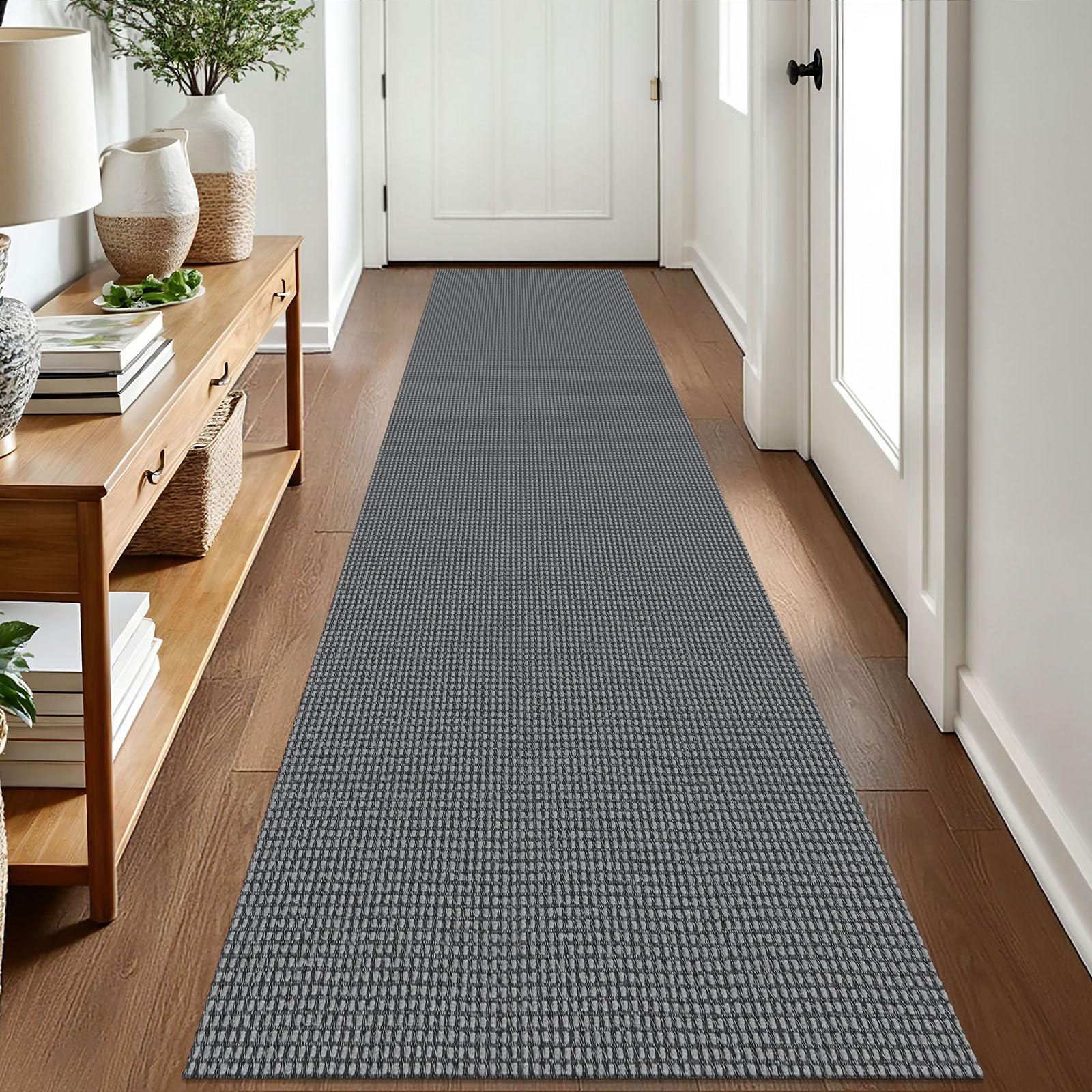 EARTHALL Woven Runner Rug 2x5 Ft Washable Runners for Hallways Cotton Non Slip Rubber Backed Kitchen Runner Braided Indoor Floor Carpet for Entryway, Hallway, Kitchen, Bedroom, Orange/Tan/Brown