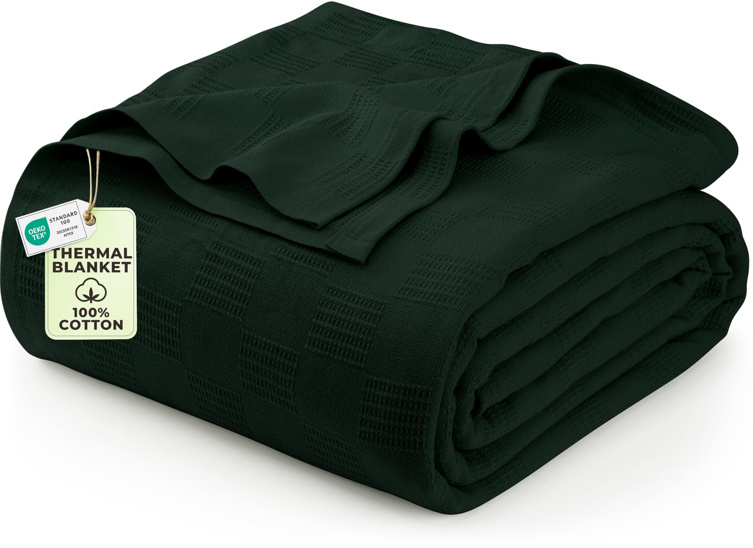 Utopia Bedding 100% Cotton Thermal Blanket Smoke Gray Queen Size Soft, Lightweight, Breathable, Cozy Spring and Summer Blankets for Bed, Home Room Decor Gifts for Women and Men (90x90 Inches)