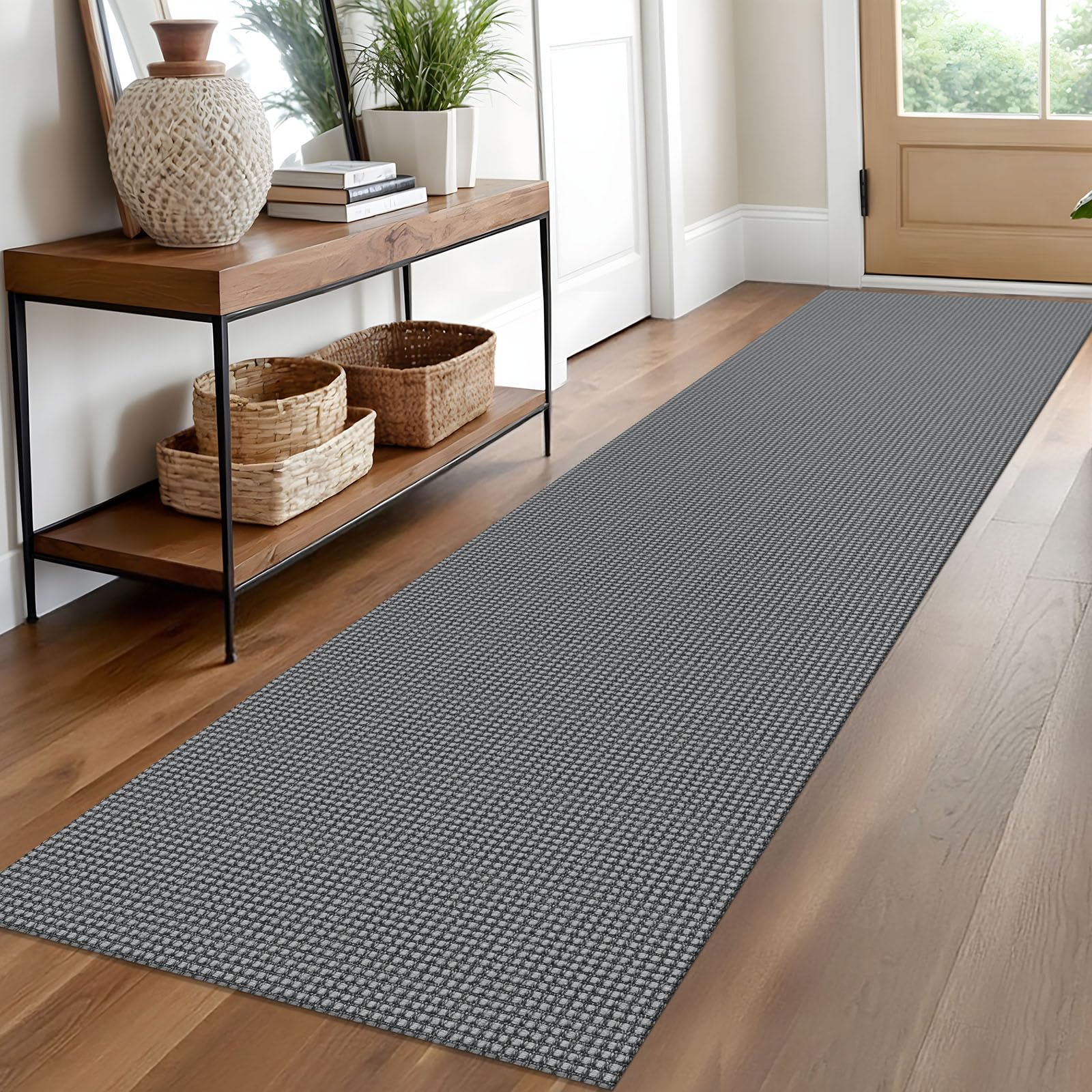 EARTHALL Woven Runner Rug 2x5 Ft Washable Runners for Hallways Cotton Non Slip Rubber Backed Kitchen Runner Braided Indoor Floor Carpet for Entryway, Hallway, Kitchen, Bedroom, Orange/Tan/Brown