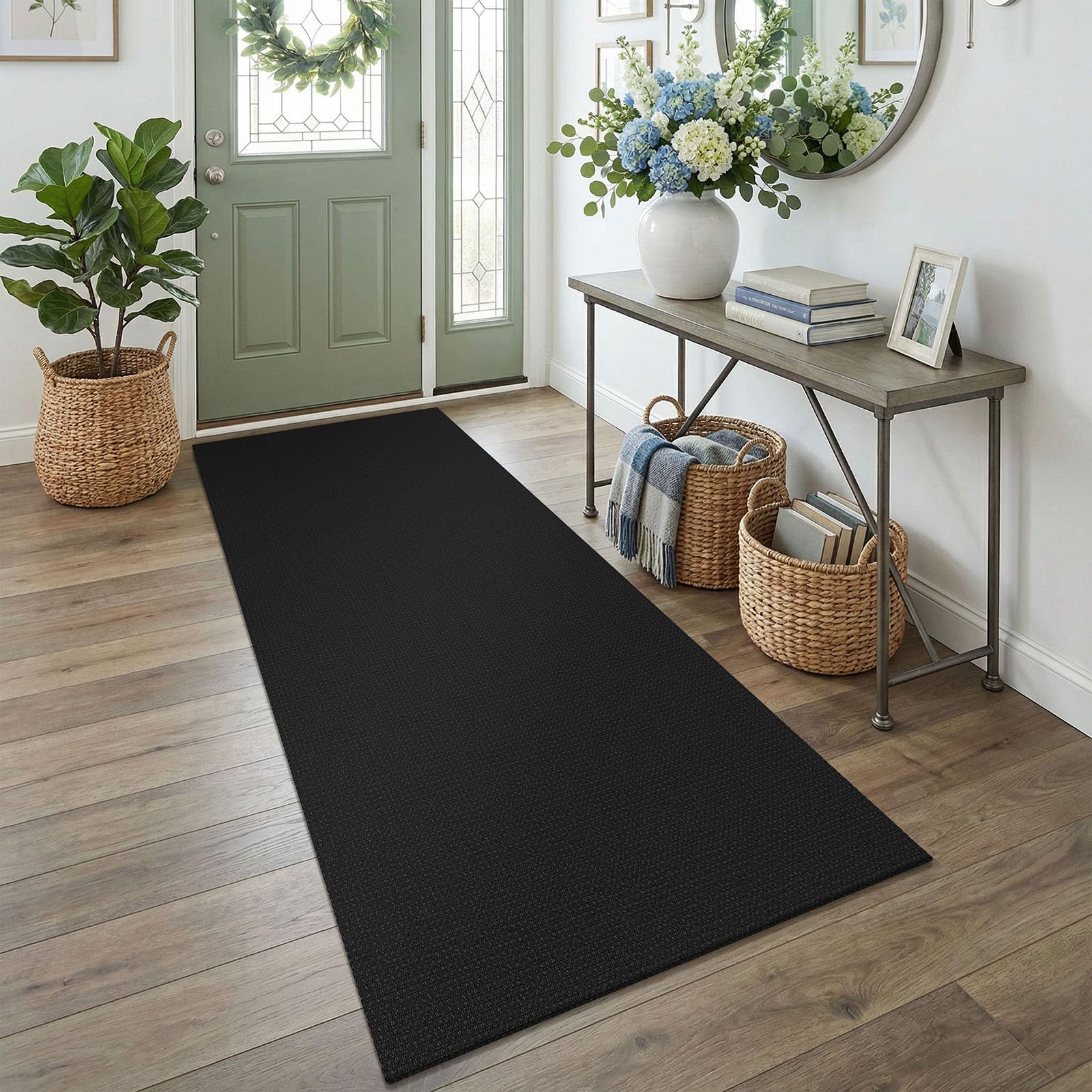 EARTHALL Woven Runner Rug 2x5 Ft Washable Runners for Hallways Cotton Non Slip Rubber Backed Kitchen Runner Braided Indoor Floor Carpet for Entryway, Hallway, Kitchen, Bedroom, Orange/Tan/Brown