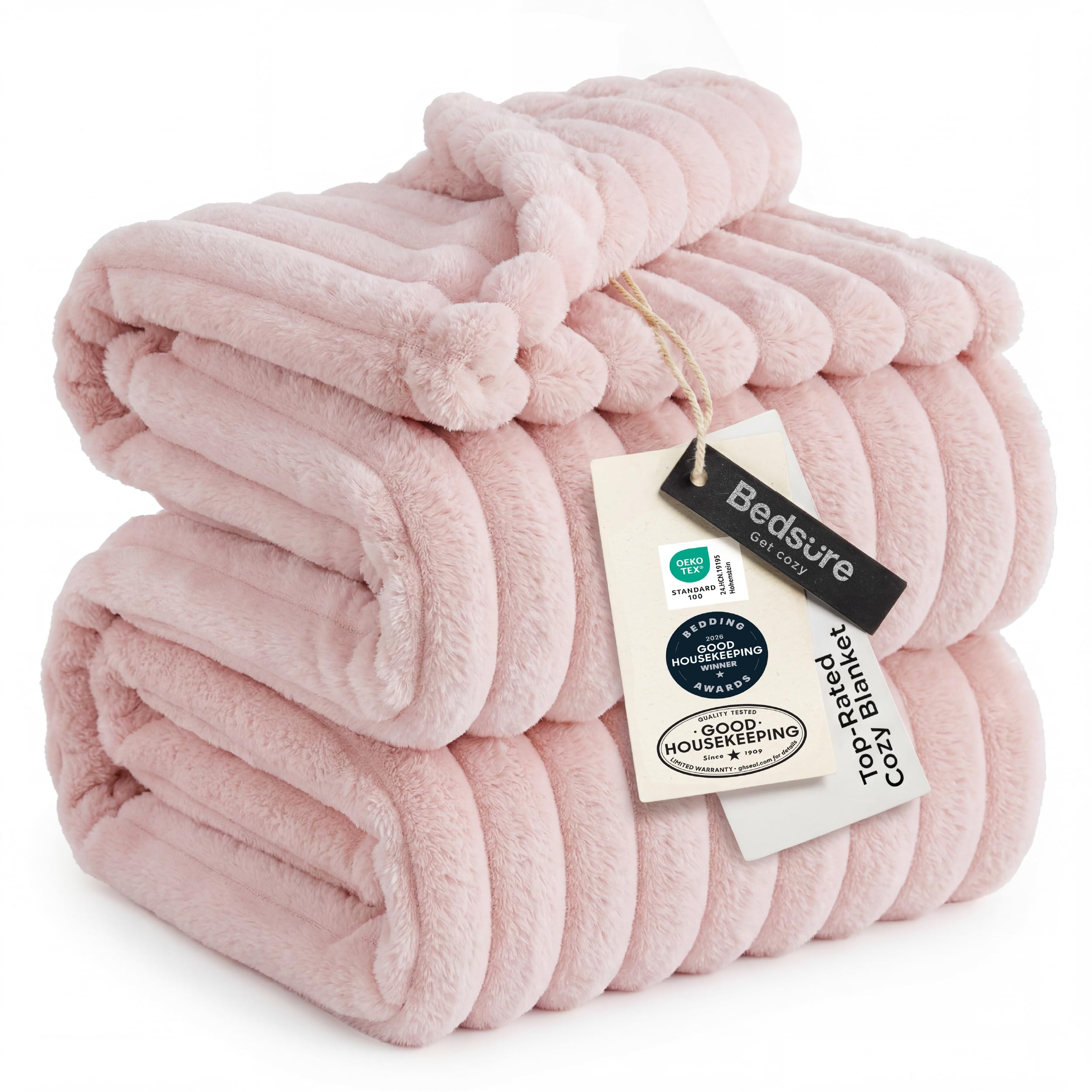 Bedsure GentleSoft Pink Throw Blanket for Couch - Birthday Gifts for Teenage Girls Sister Women Teacher Graduation Gifts, Cozy Cute Fleece Bed Throw Blanket, Coral Pink Room Home Decor, 50x60 Inches