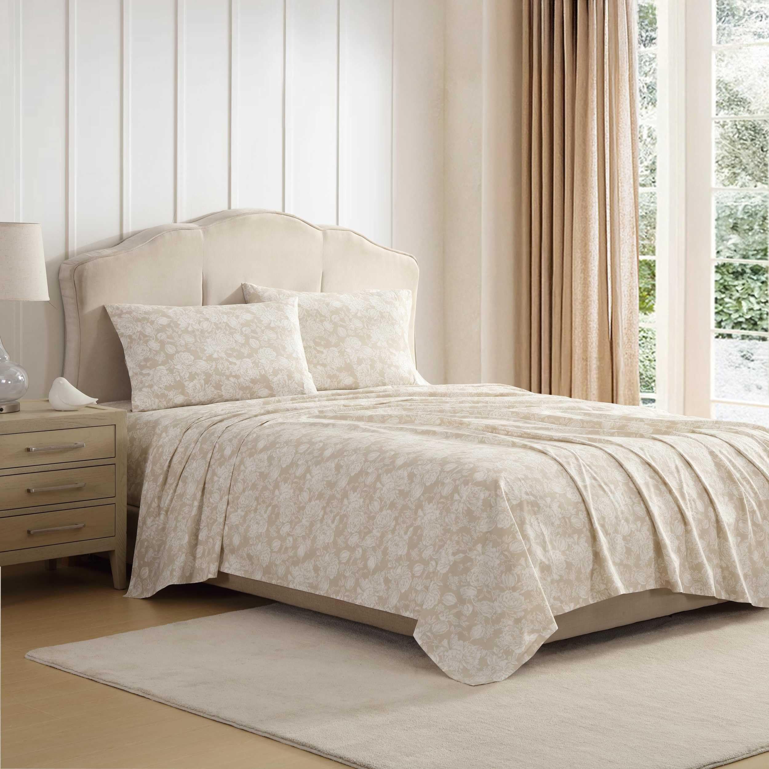 Laura Ashley - Queen Sheet Set, Crisp & Cool Sheets w/a Naturally Smooth Cotton Percale Feel, Deep Pocket, Bed Sheets with Matching Pillowcases & Fitted Sheet (Francesca Blue)