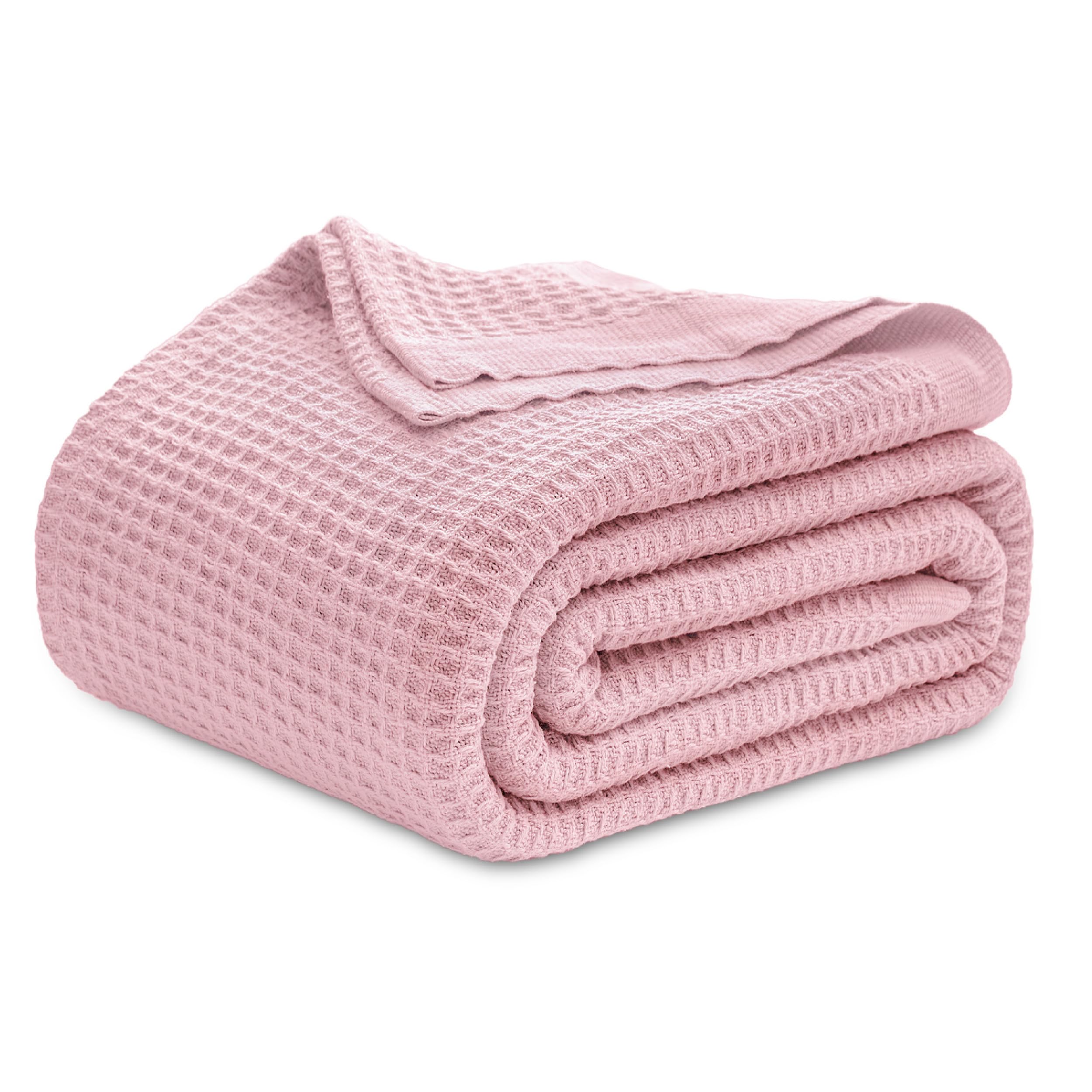 Bedsure Gentlesoft 100% Cotton Blanket Twin XL Size for College Dorm - Cooling Breathable and Soft for Summer, Waffle Weave Twin Blanket for Bed, Dorm Room Essentials, White, 66x90 inches