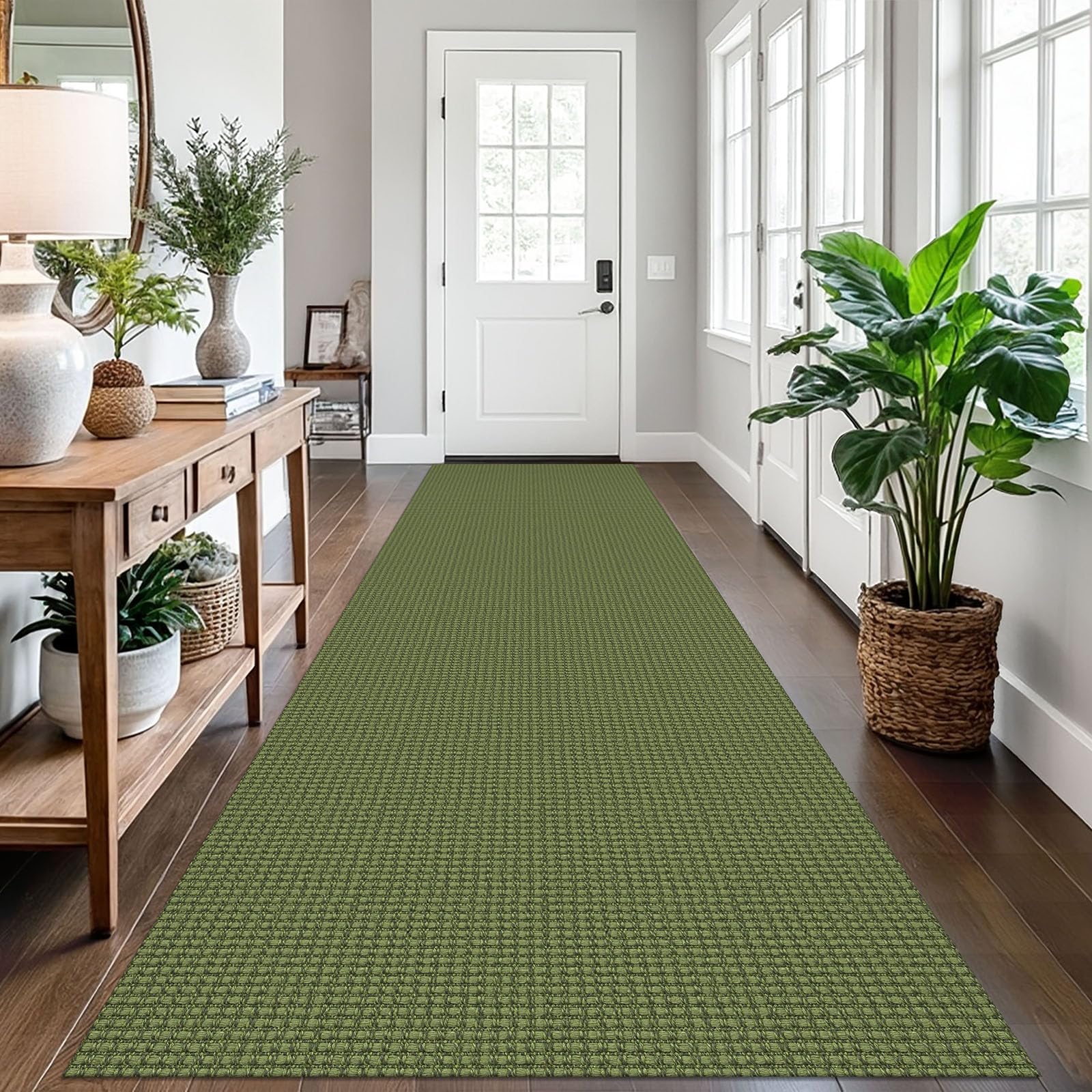 EARTHALL Woven Runner Rug 2x5 Ft Washable Runners for Hallways Cotton Non Slip Rubber Backed Kitchen Runner Braided Indoor Floor Carpet for Entryway, Hallway, Kitchen, Bedroom, Orange/Tan/Brown