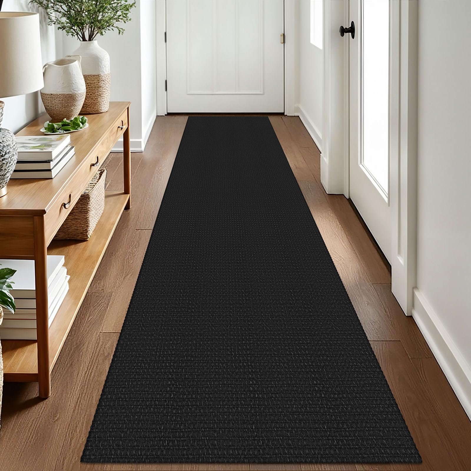 EARTHALL Woven Runner Rug 2x5 Ft Washable Runners for Hallways Cotton Non Slip Rubber Backed Kitchen Runner Braided Indoor Floor Carpet for Entryway, Hallway, Kitchen, Bedroom, Orange/Tan/Brown
