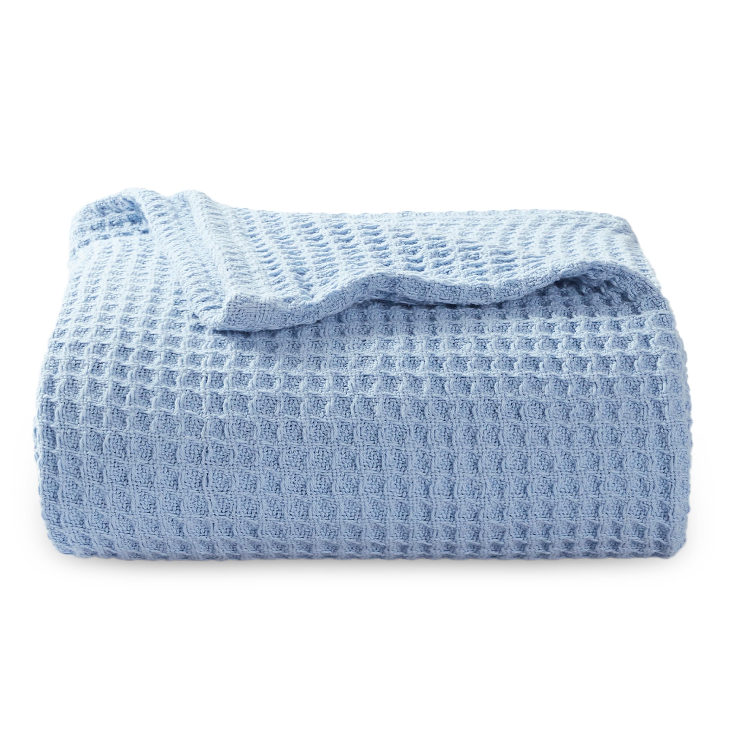 Bedsure Gentlesoft 100% Cotton Blanket Twin XL Size for College Dorm - Cooling Breathable and Soft for Summer, Waffle Weave Twin Blanket for Bed, Dorm Room Essentials, White, 66x90 inches