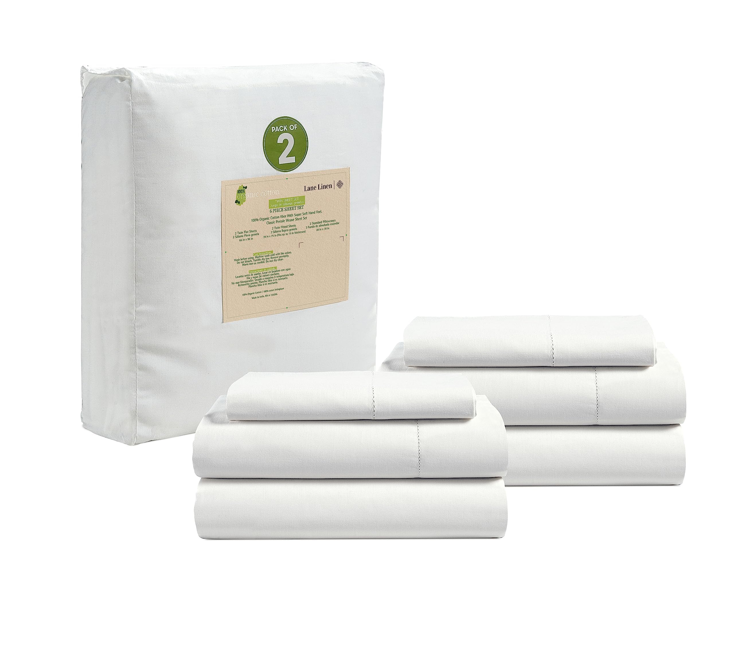 LANE LINEN 100% Organic Cotton Eco Friendly Sustainably Produced Queen Sheets Set, Low Pill Fade Resistant Machine Wash Fully Elasticized Cotton Bedding Queen Set- French Blue