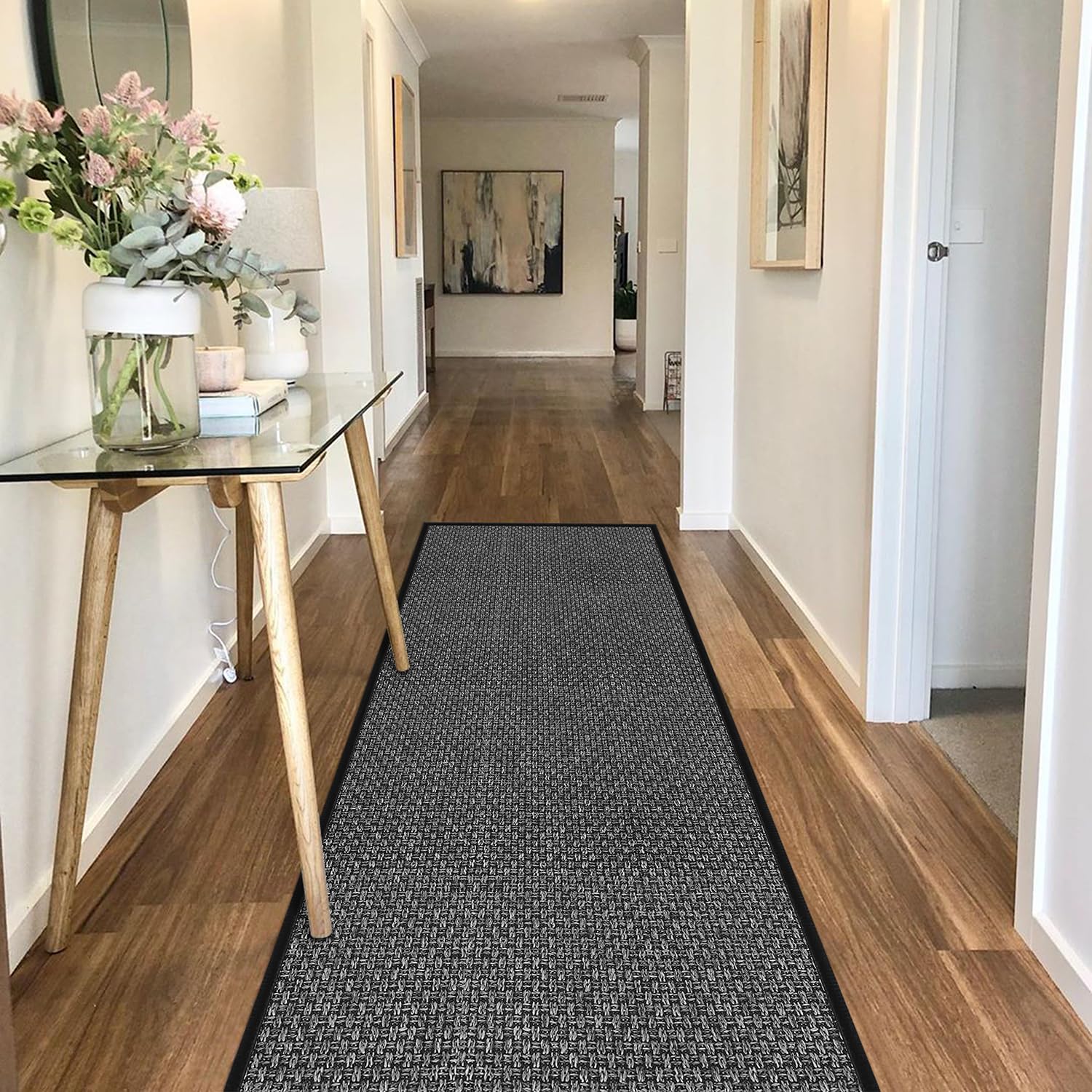 GOYLSER 10 ft Washable Runner Rug Jute Carpet Runner for Hallway, Non Slip Bath Rug Runner Mat, Beige Indoor Runner Rugs for Entryway