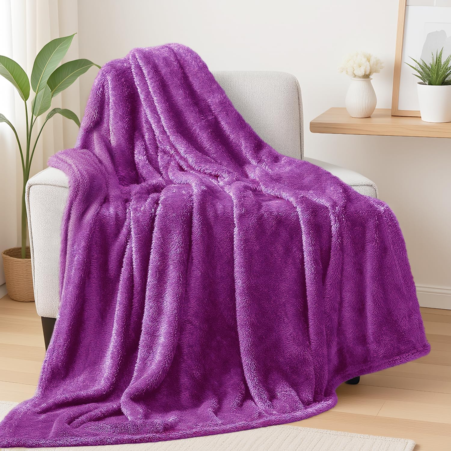 Exclusivo Mezcla Plush Fuzzy Fleece Throw Blanket Extra Large, Super Soft, Fluffy and Warm Blankets for Couch, Bed, All Season Use (50x70 Inches, Pink)