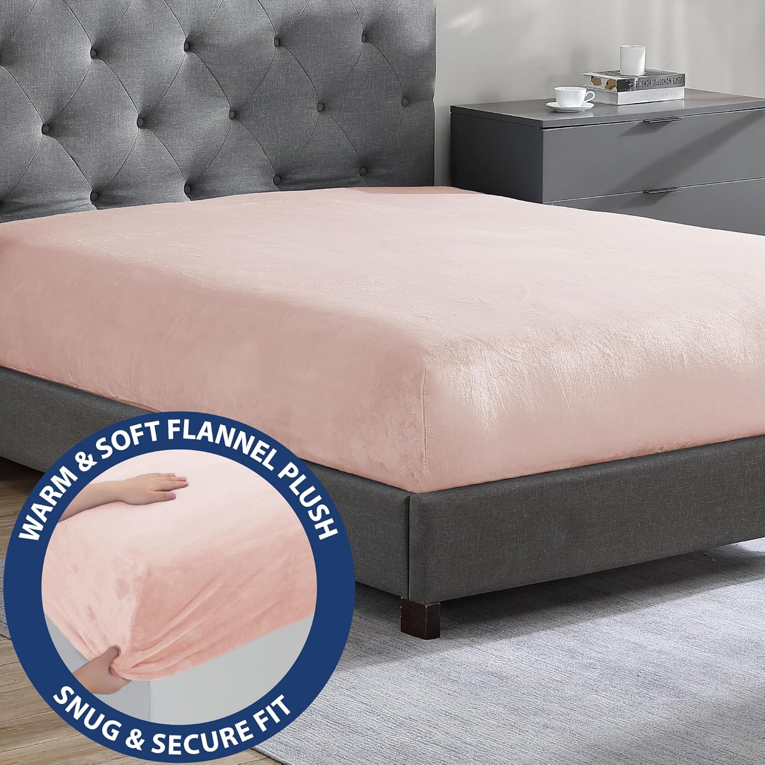 Cathay Home Full Plush Fur Fitted Sheet - Ultra Soft & Thick Plush Fur - All Season Cozy Warmth - 12" Deep Pocket Fitted Sheet Only (Full, Blush)
