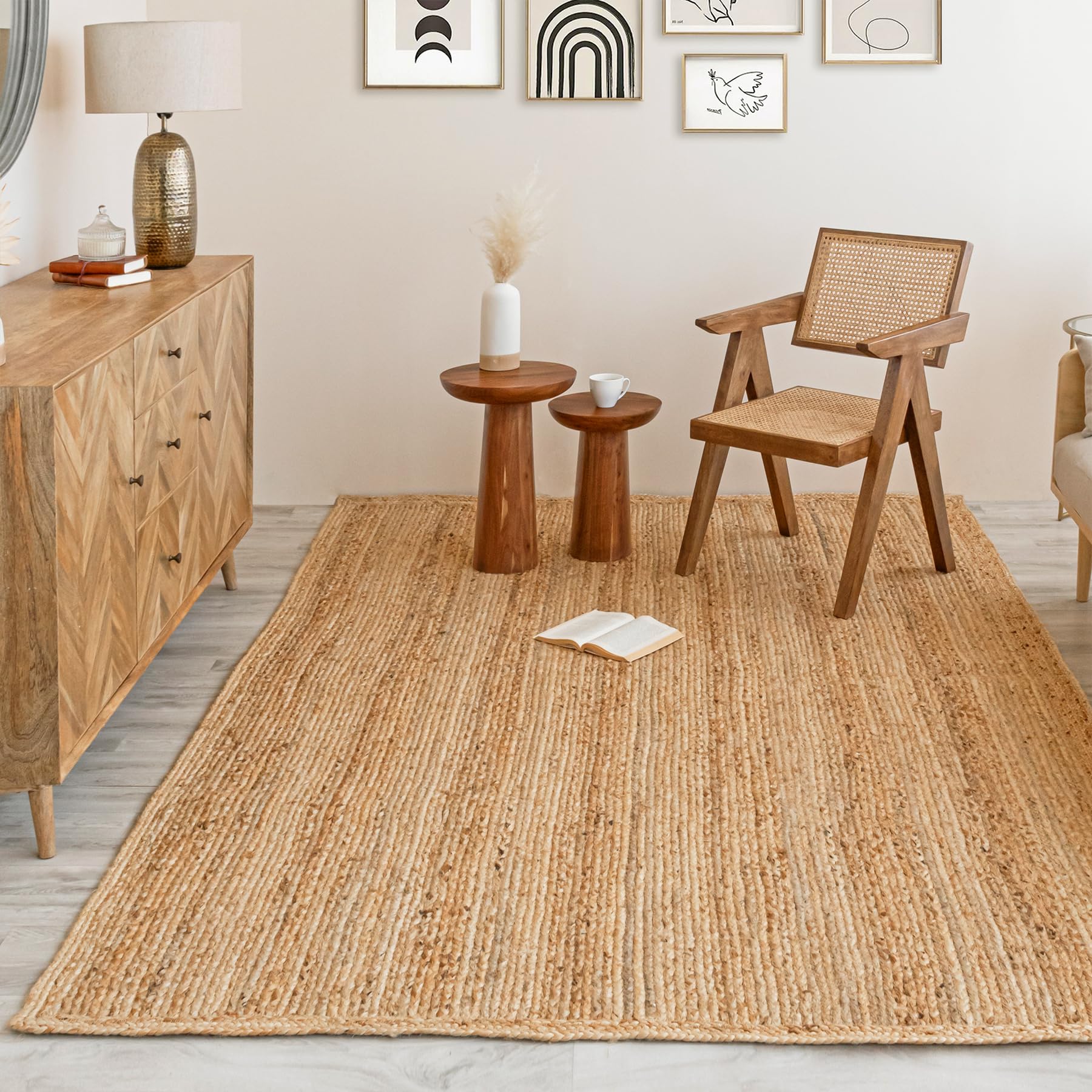 HOMEMONDE Handcrafted Woven Jute Runner Rug 2x8 ft - Rustic Natural Braided Area Rug - Farmhouse Indoor Eco Friendly Floor Rug for Kitchen, Hallway, Living Room, Bedroom