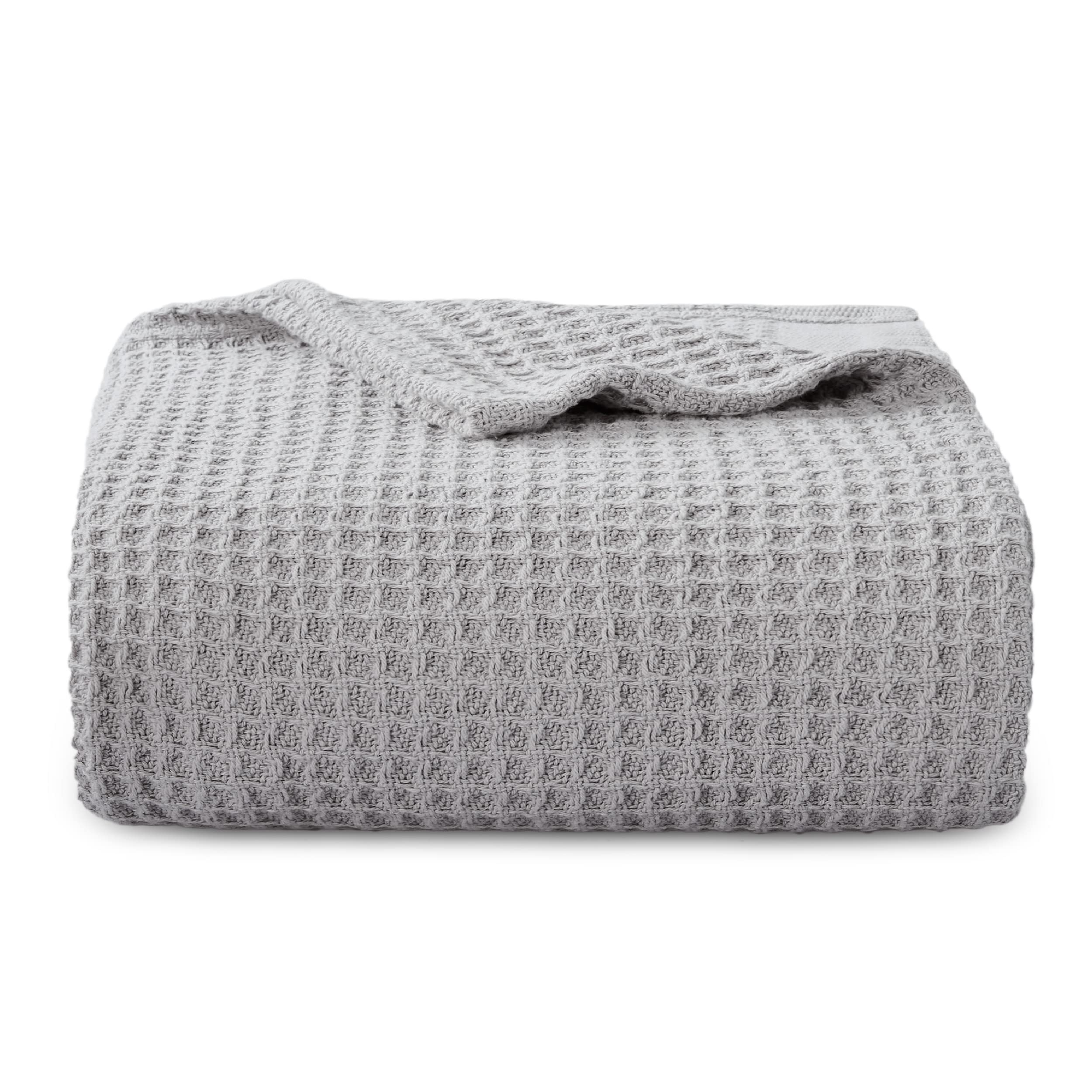 Bedsure Gentlesoft 100% Cotton Blanket Twin XL Size for College Dorm - Cooling Breathable and Soft for Summer, Waffle Weave Twin Blanket for Bed, Dorm Room Essentials, White, 66x90 inches