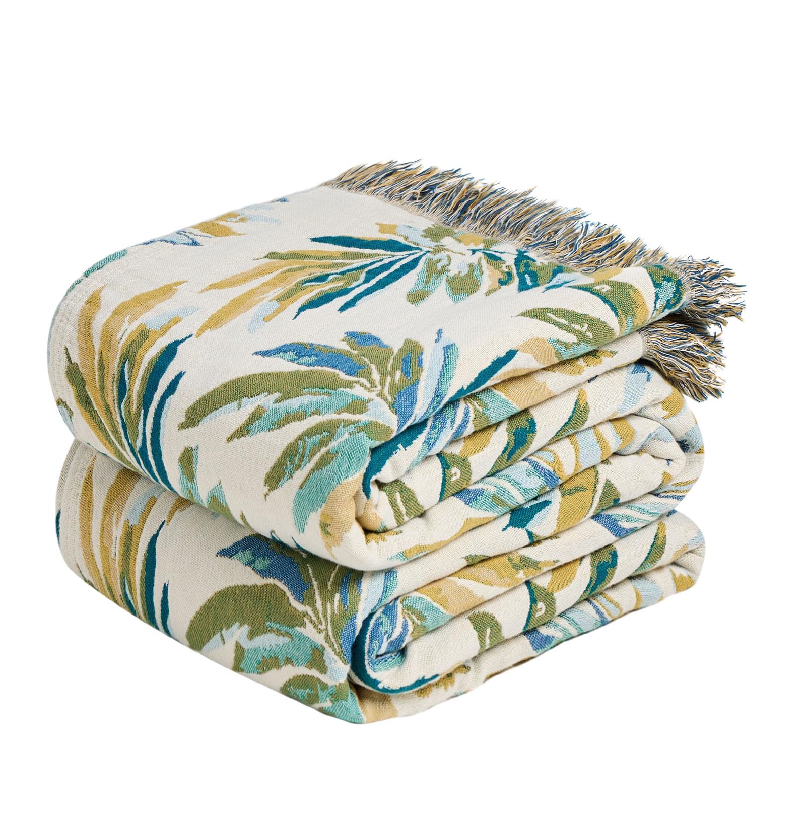 Boho Throw Blanket - 100% Cotton Soft Spring Throw Blanket for Bed, 90"x108" Reversible Breathable Lightweight Blankets, All Seasons Farmhouse Decor Floral Plant Butterfly Throw Quilt