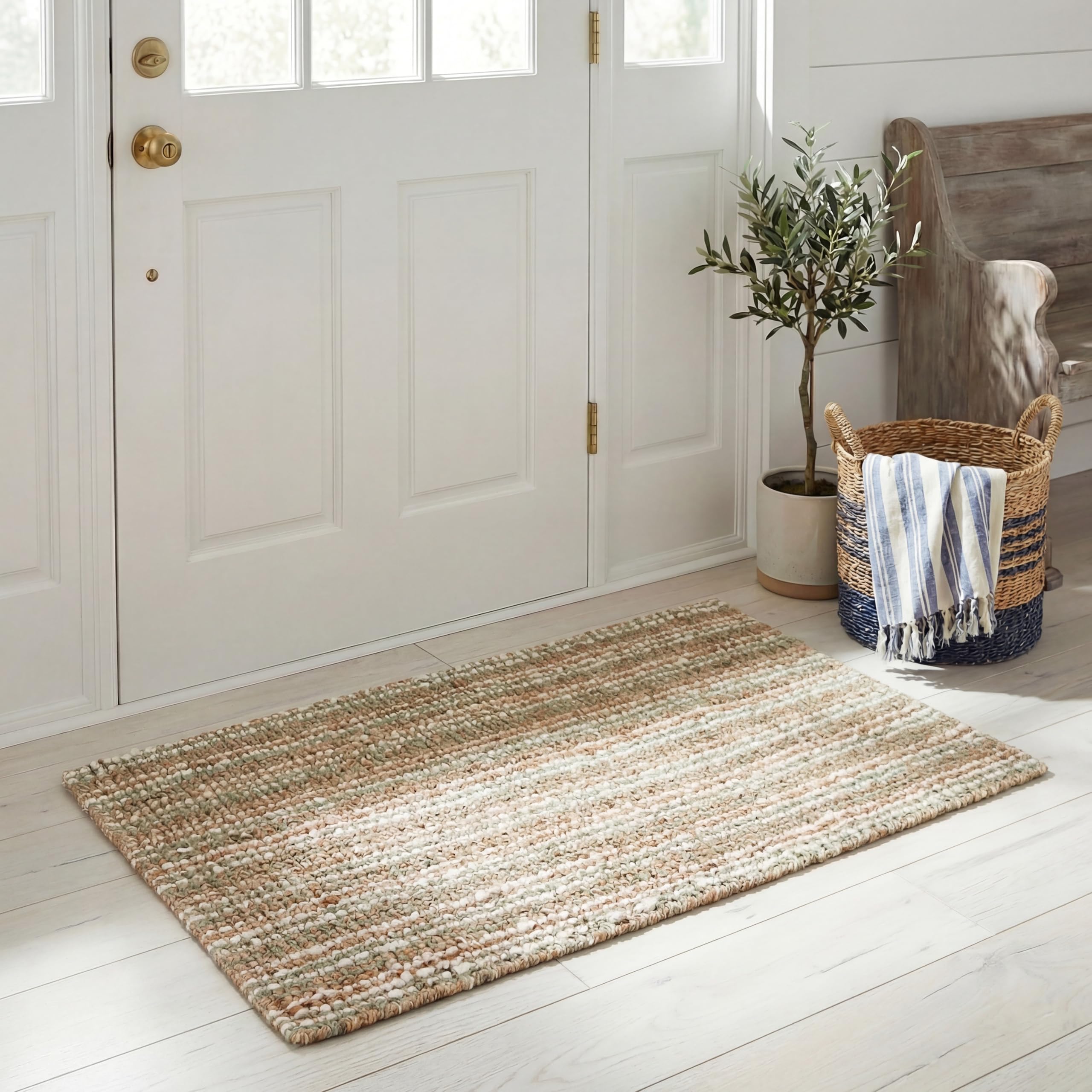 SAFAVIEH Natural Fiber Collection Runner Rug - 2'6" x 6', Natural Brown, Handmade Jute, Farmhouse Style, Chunky Textured Thick Pile (NF447A)