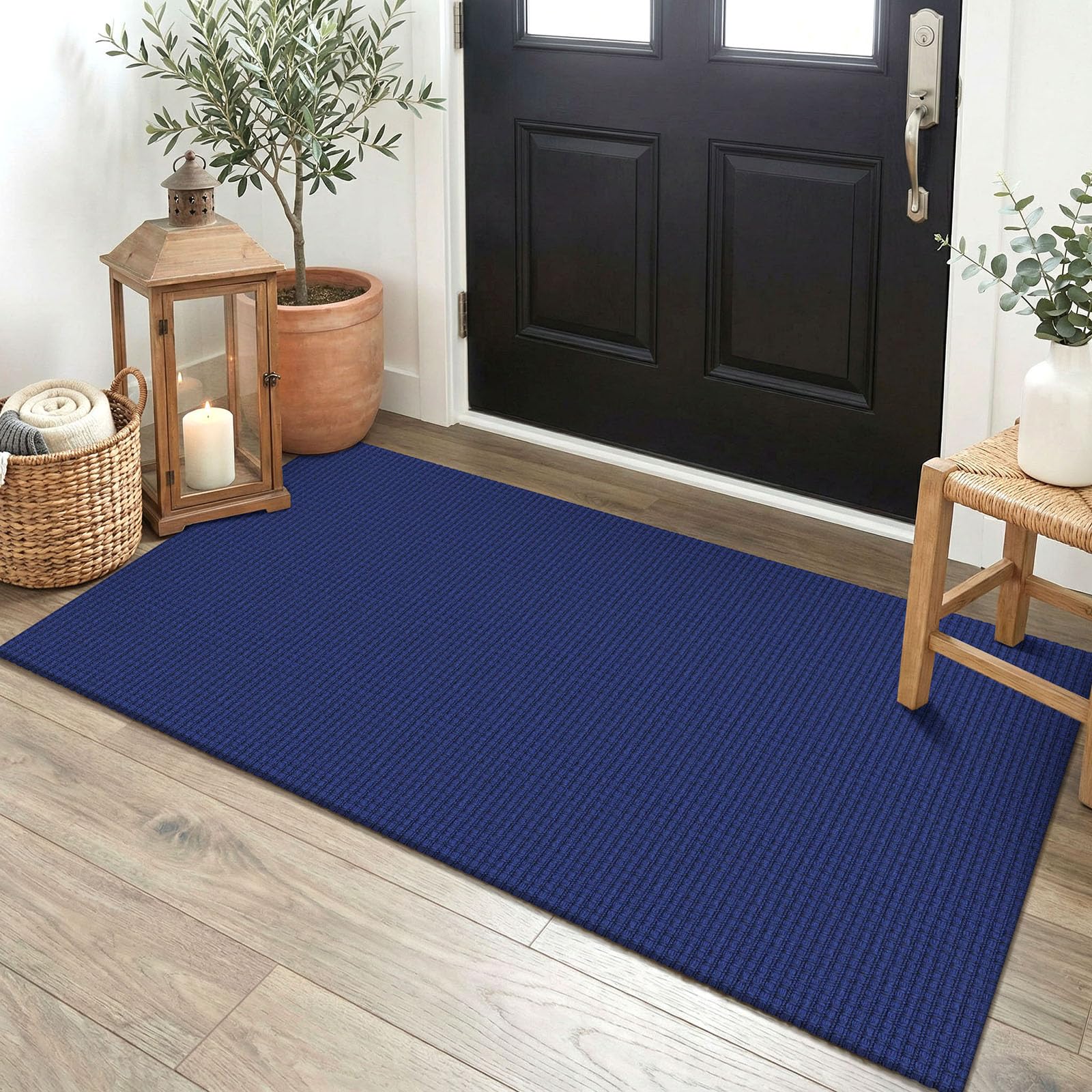 EARTHALL Woven Runner Rug 2x5 Ft Washable Runners for Hallways Cotton Non Slip Rubber Backed Kitchen Runner Braided Indoor Floor Carpet for Entryway, Hallway, Kitchen, Bedroom, Orange/Tan/Brown