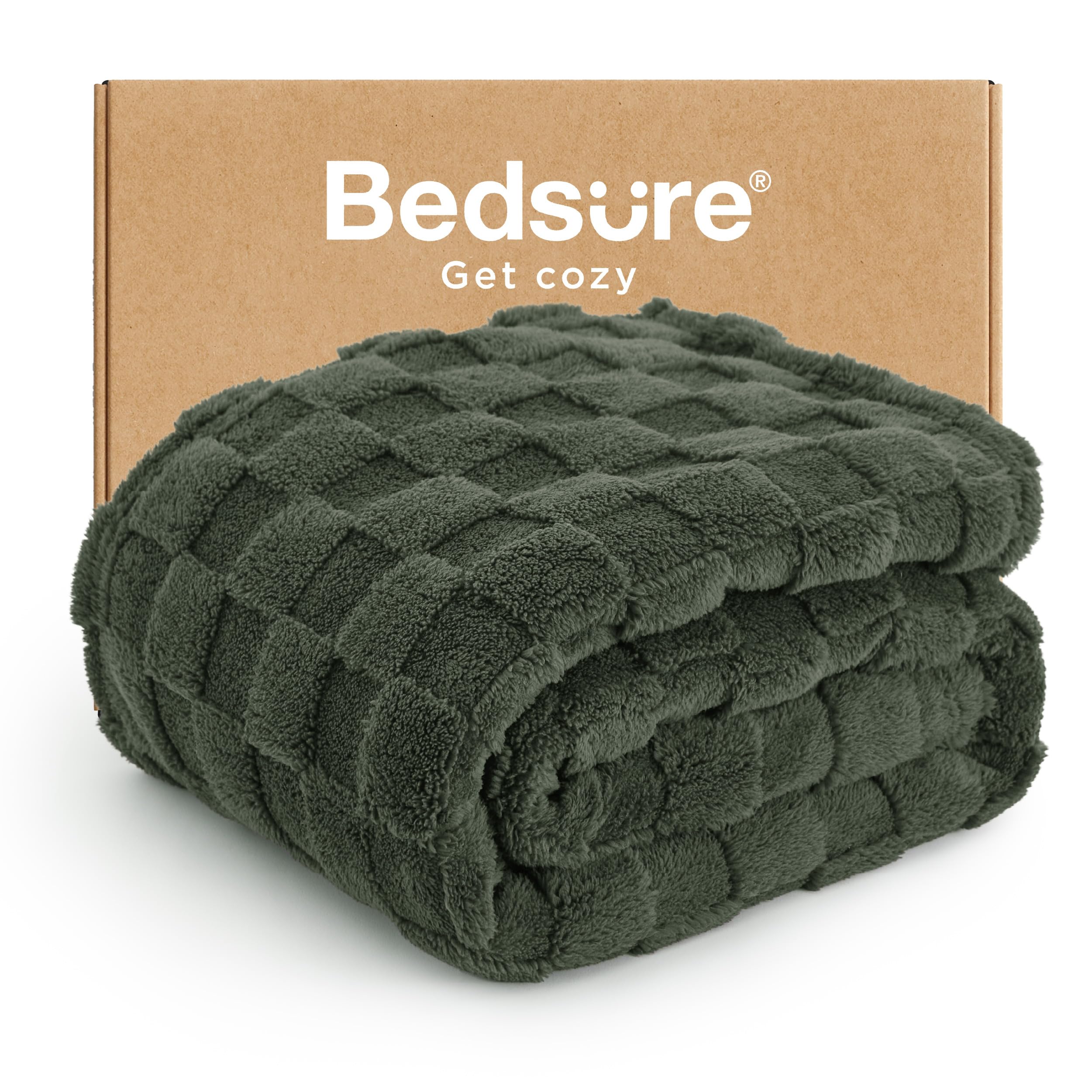 Bedsure GentleSoft Sage Green Throw Blanket for Couch - Checkered Fleece Mothers Gifts Day Blankets, Cute Soft Cozy Spring Summer Throw for Bedroom Home Decor Gifts for Girls, 50x60 Inches