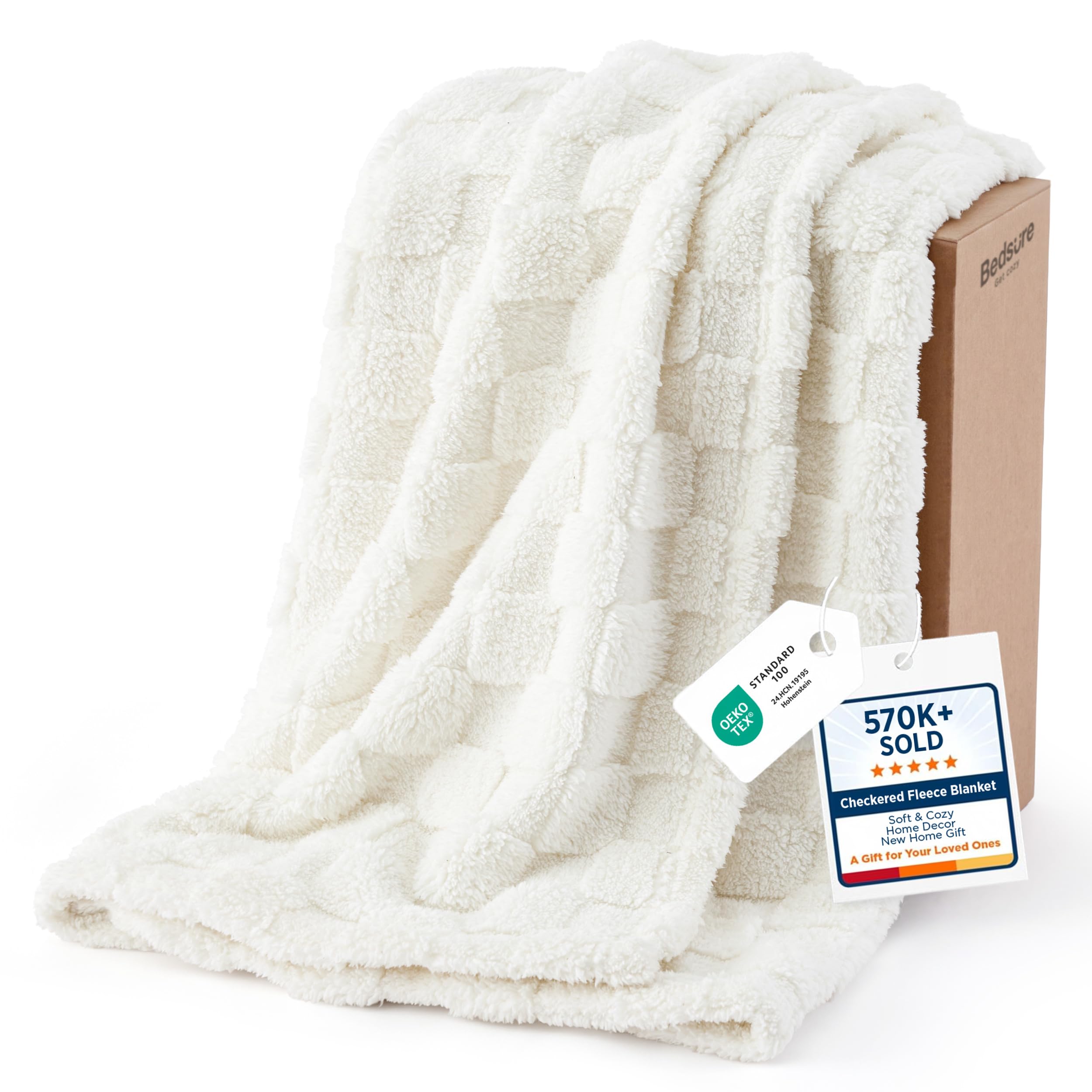 Bedsure GentleSoft Sage Green Throw Blanket for Couch - Checkered Fleece Mothers Gifts Day Blankets, Cute Soft Cozy Spring Summer Throw for Bedroom Home Decor Gifts for Girls, 50x60 Inches